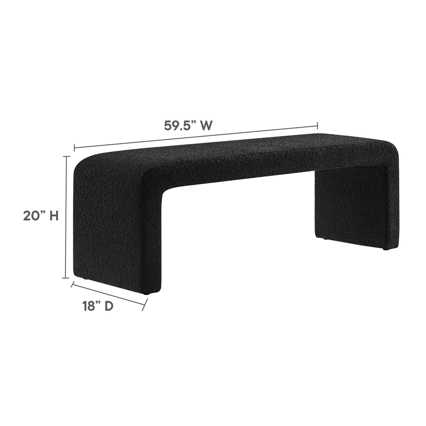 Simba Boucle Fabric Waterfall Long Bench by Modway EEI-6736-BLK