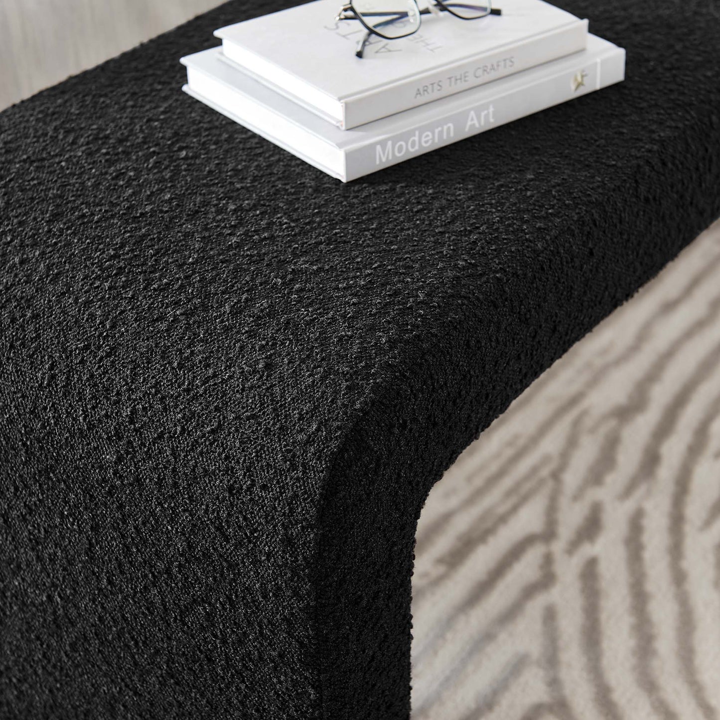 Simba Boucle Fabric Waterfall Long Bench by Modway EEI-6736-BLK