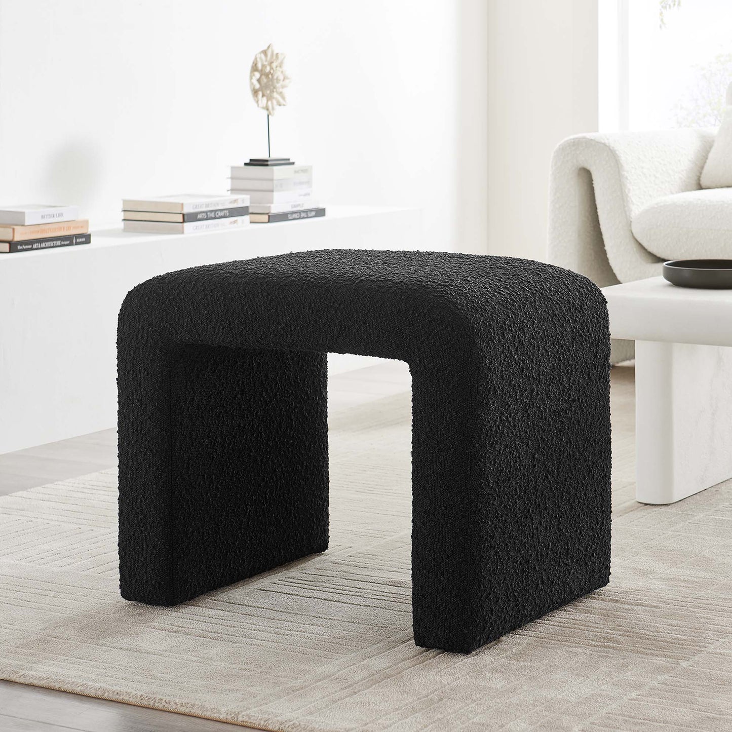 Simba Boucle Fabric Waterfall Stool by Modway EEI-6737-BLK
