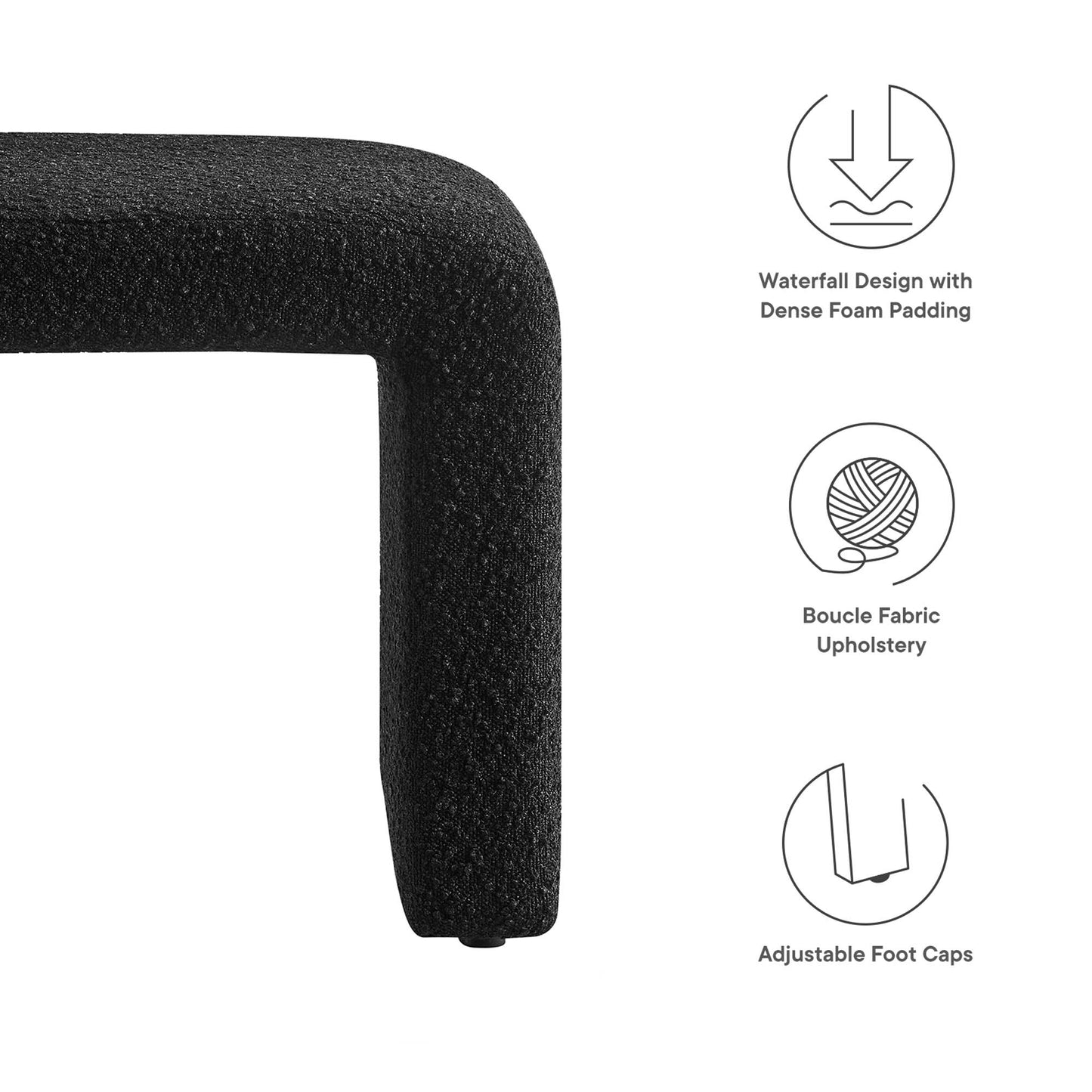 Simba Boucle Fabric Waterfall Stool by Modway EEI-6737-BLK