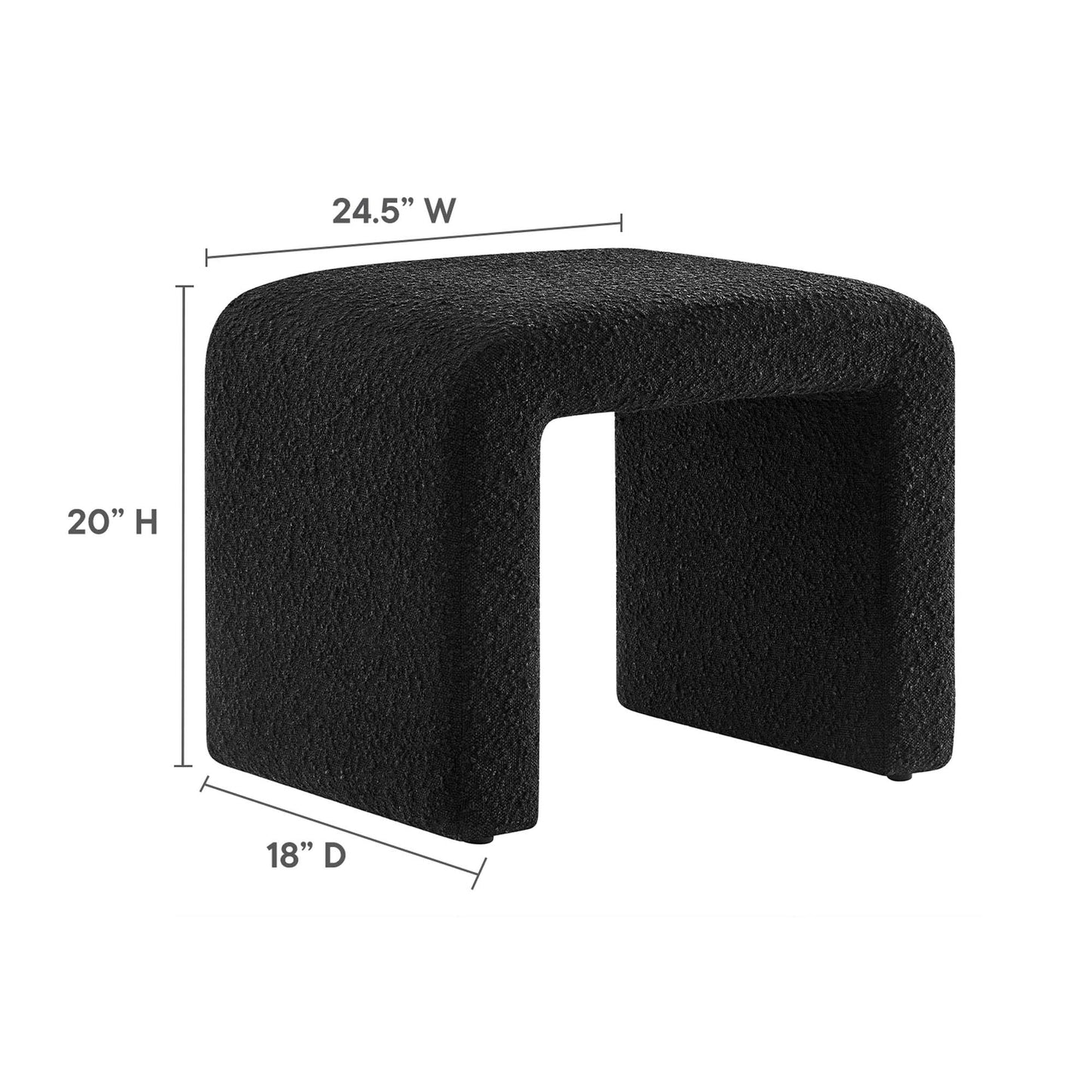 Simba Boucle Fabric Waterfall Stool by Modway EEI-6737-BLK