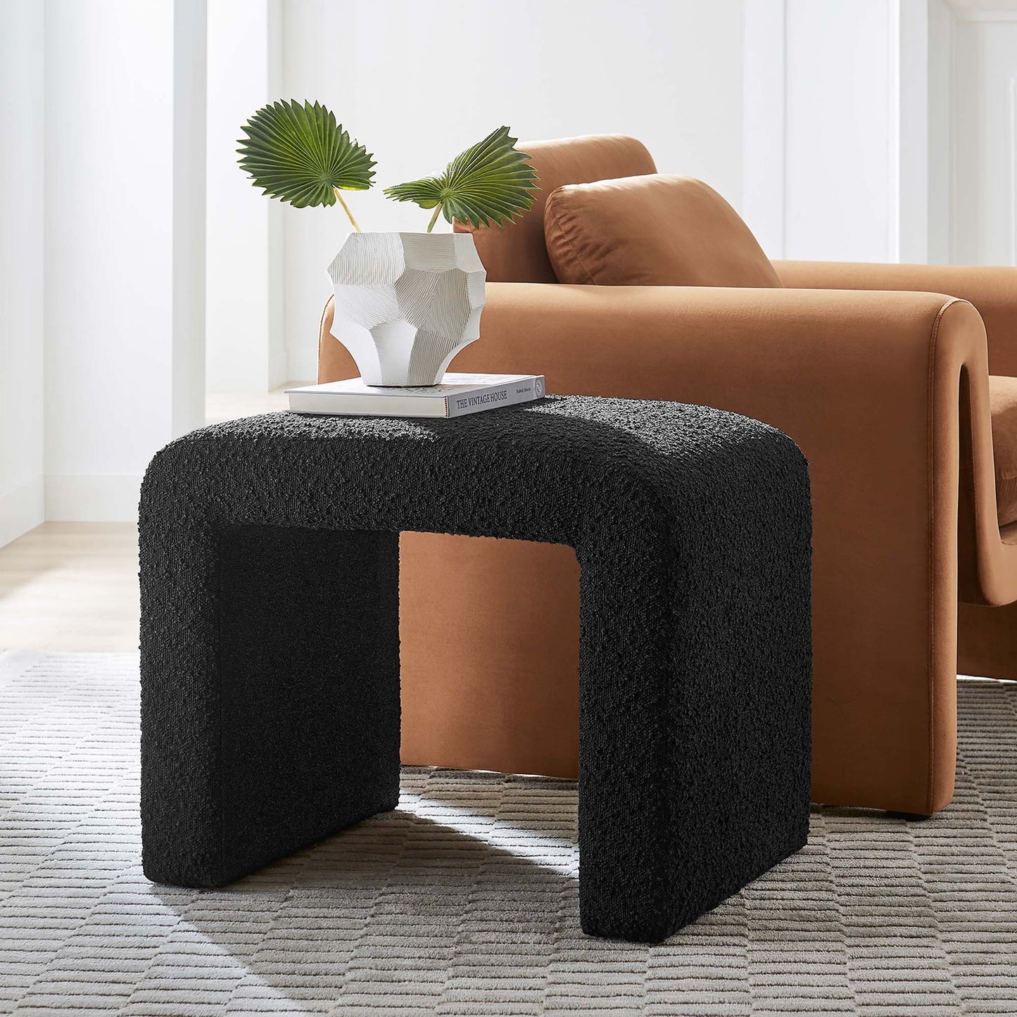 Simba Boucle Fabric Waterfall Stool by Modway EEI-6737-BLK