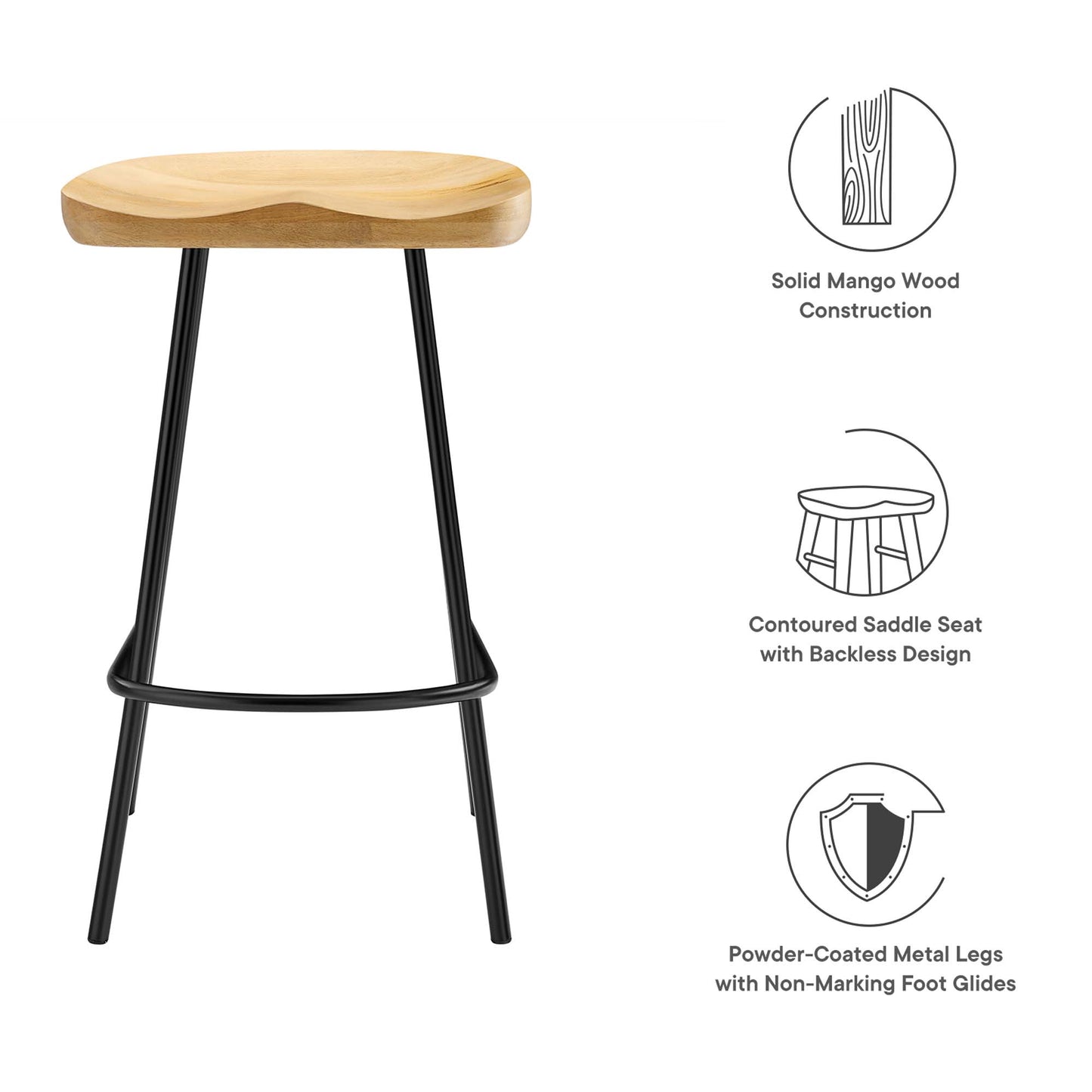 Concord Backless Wood Counter Stools Set of 2 by Modway EEI-6741-OAK