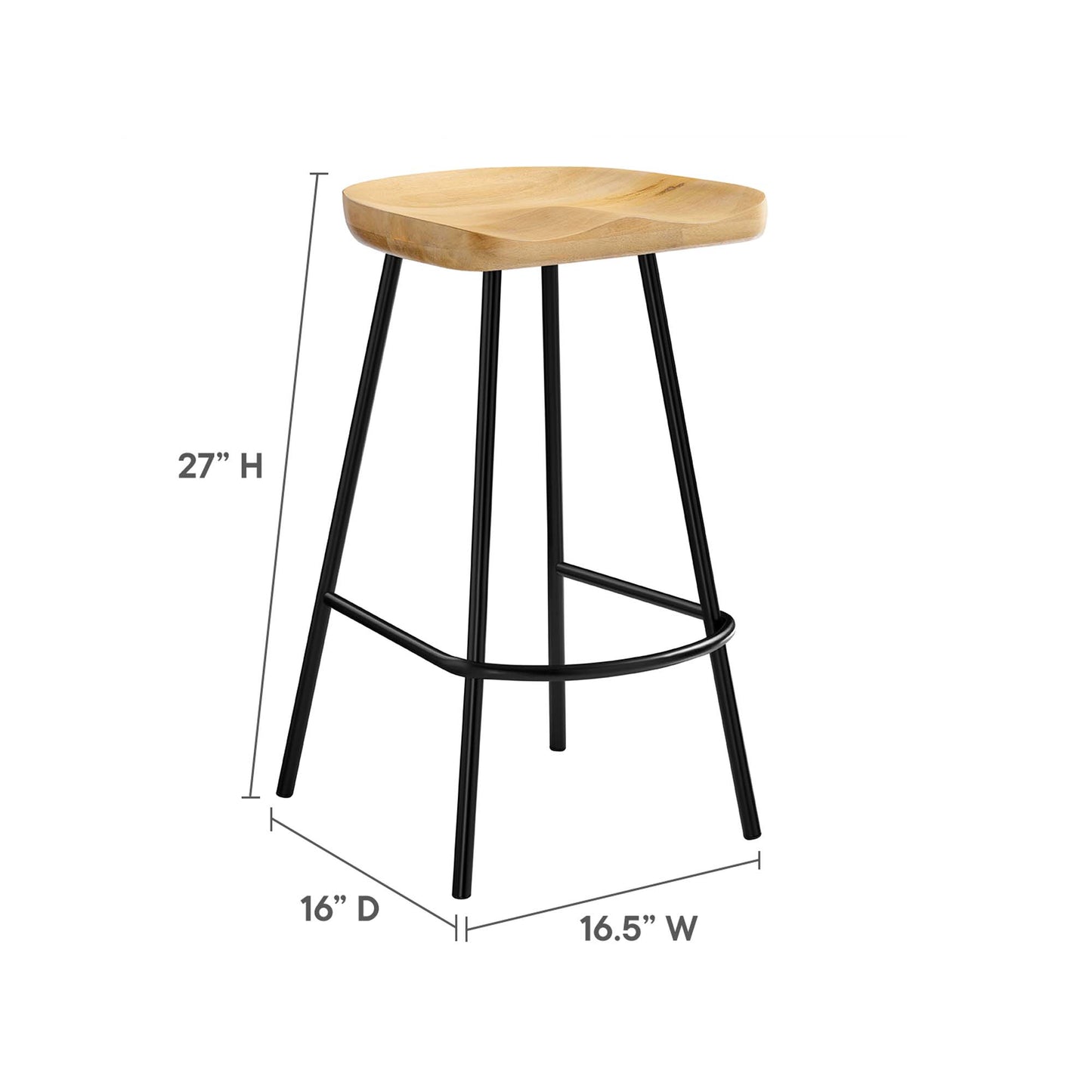 Concord Backless Wood Counter Stools Set of 2 by Modway EEI-6741-OAK