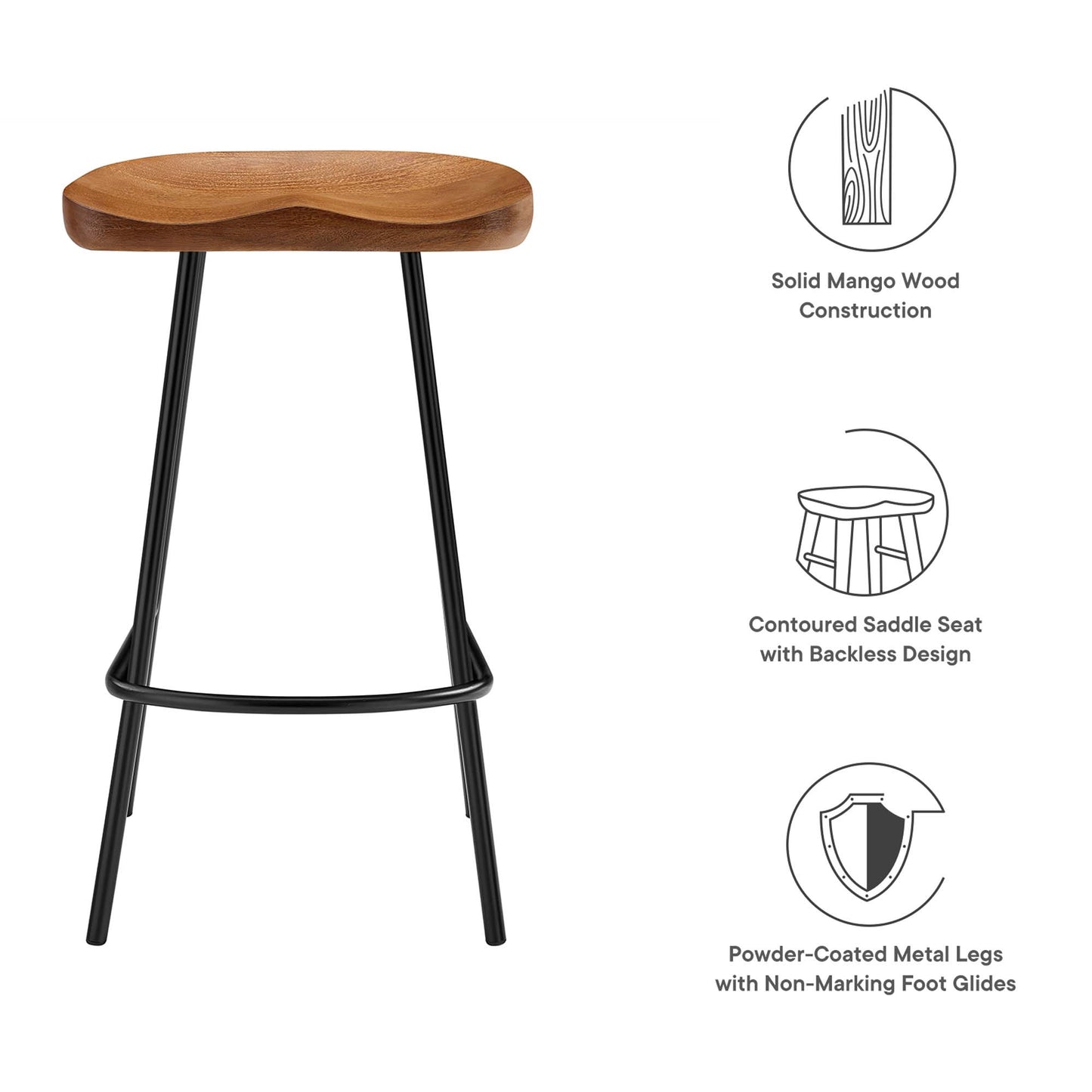 Concord Backless Wood Counter Stools Set of 2 by Modway EEI-6741-WAL