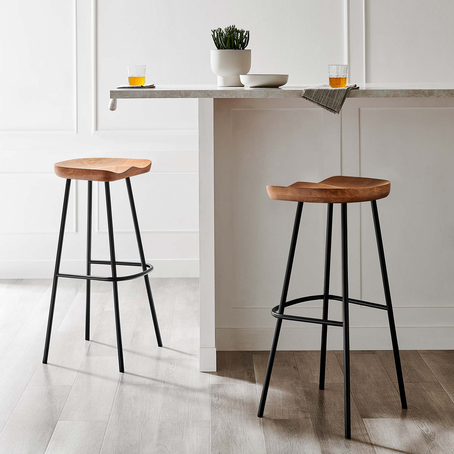 Concord Backless Wood Bar Stools Set of 2 by Modway EEI-6742-WAL
