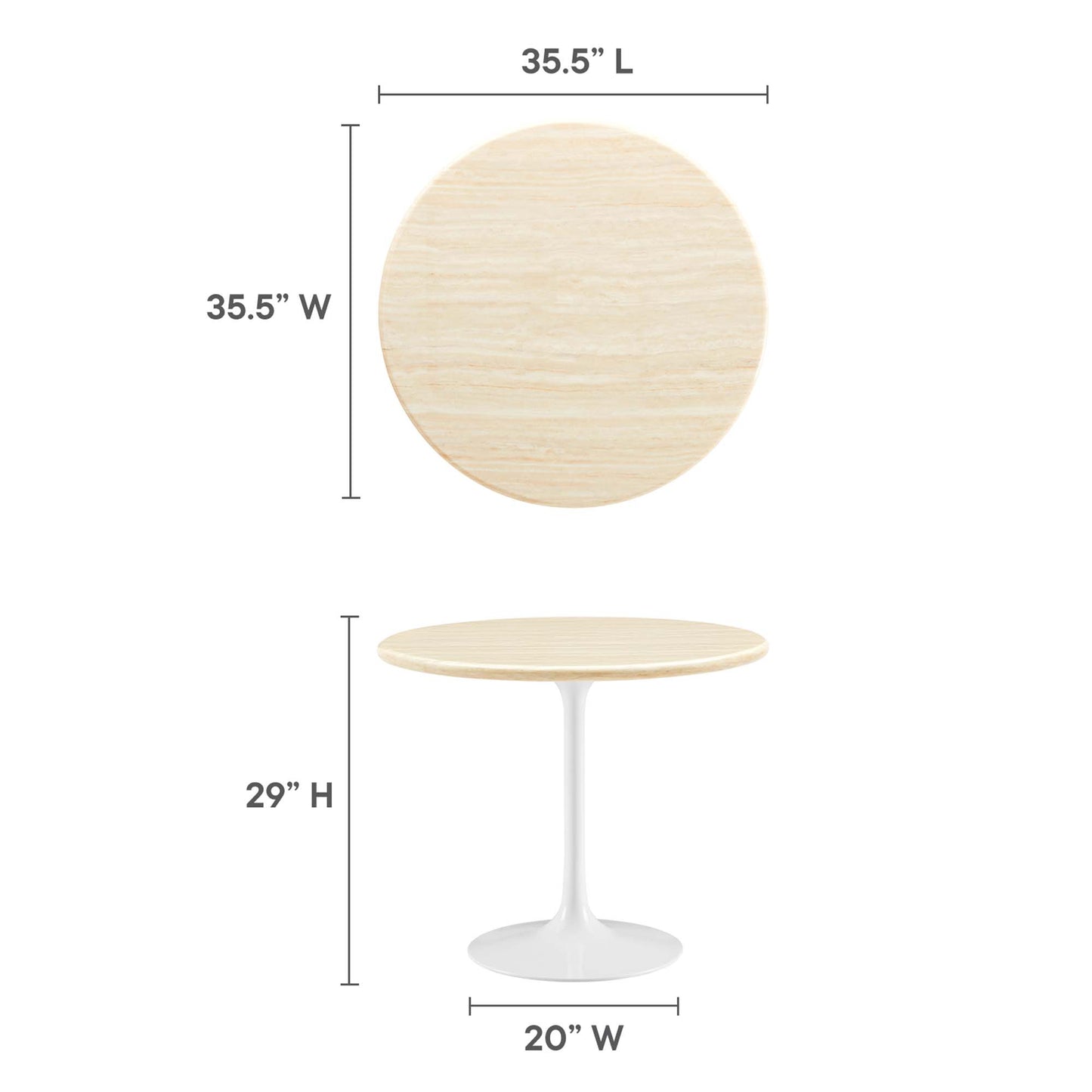 Lippa 36" Round Faux Travertine Dining Table