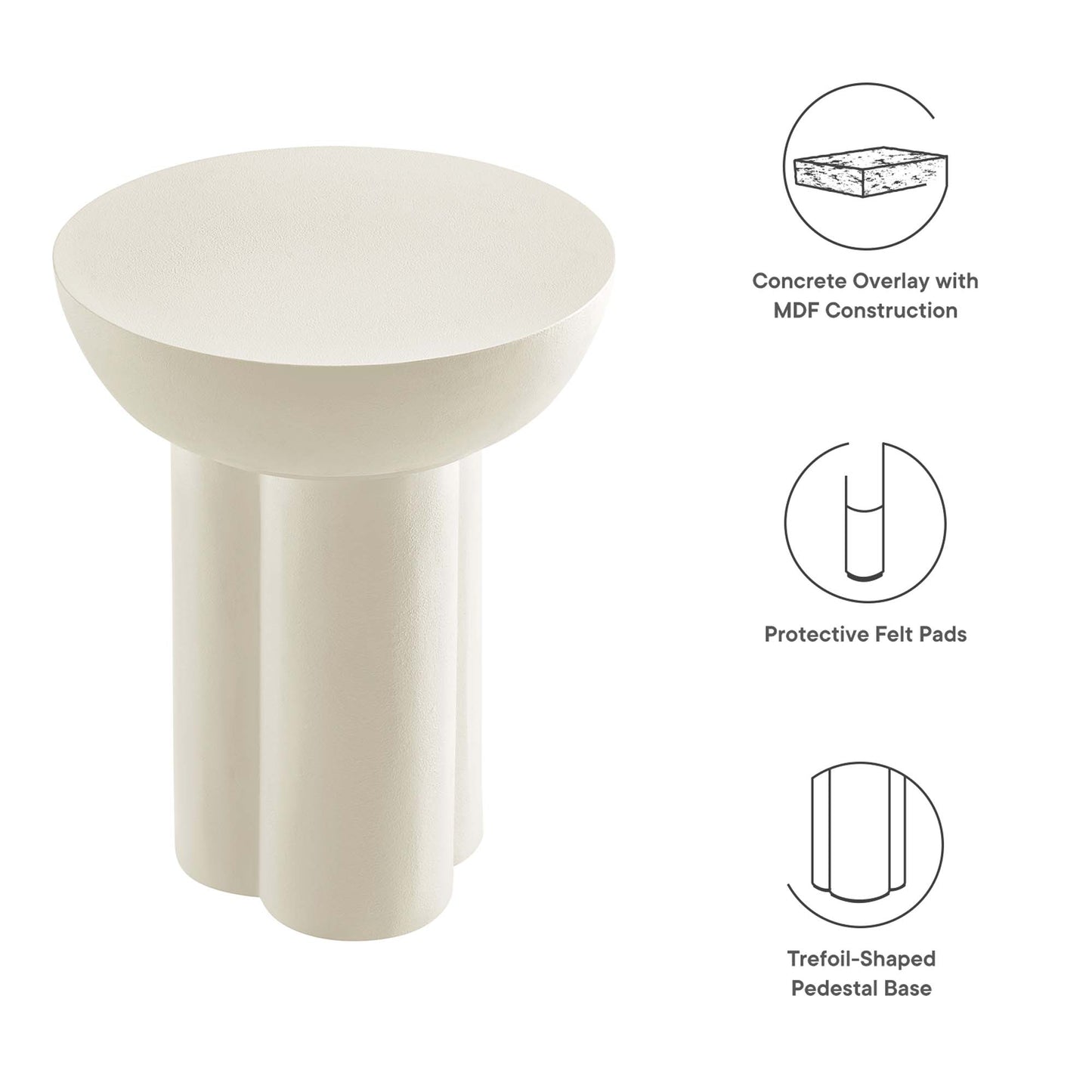 Caspian Round Concrete Side Table by Modway EEI-6761-WHI