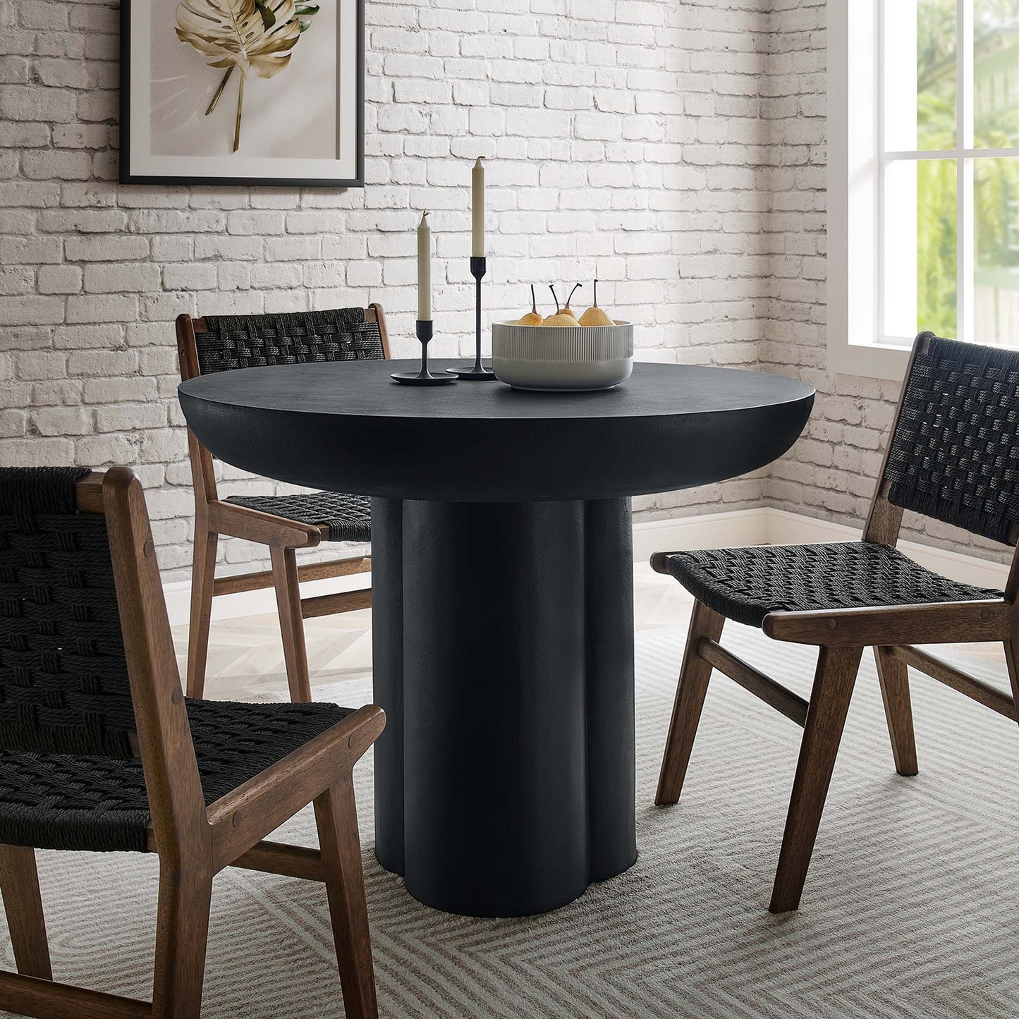 Caspian 40" Round Concrete Dining Table by Modway EEI-6762-BLK