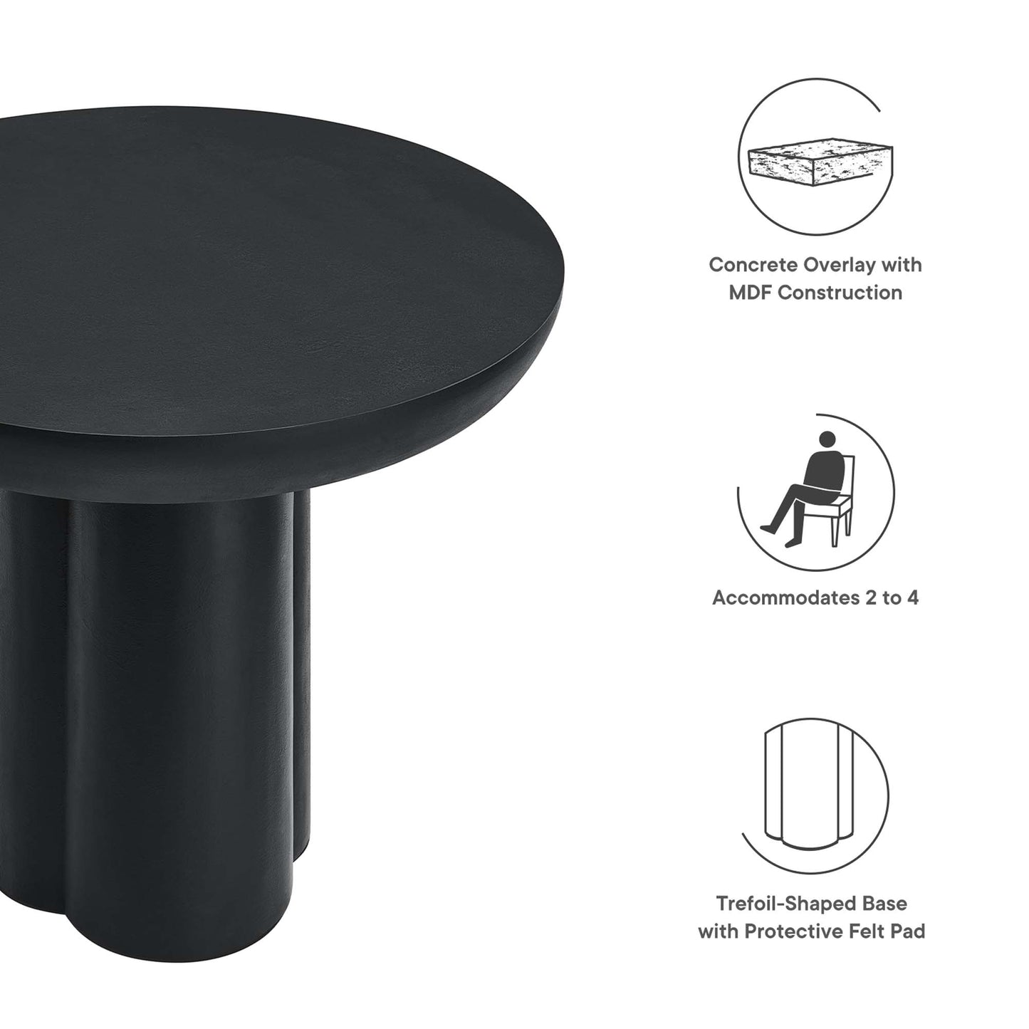 Caspian 40" Round Concrete Dining Table by Modway EEI-6762-BLK