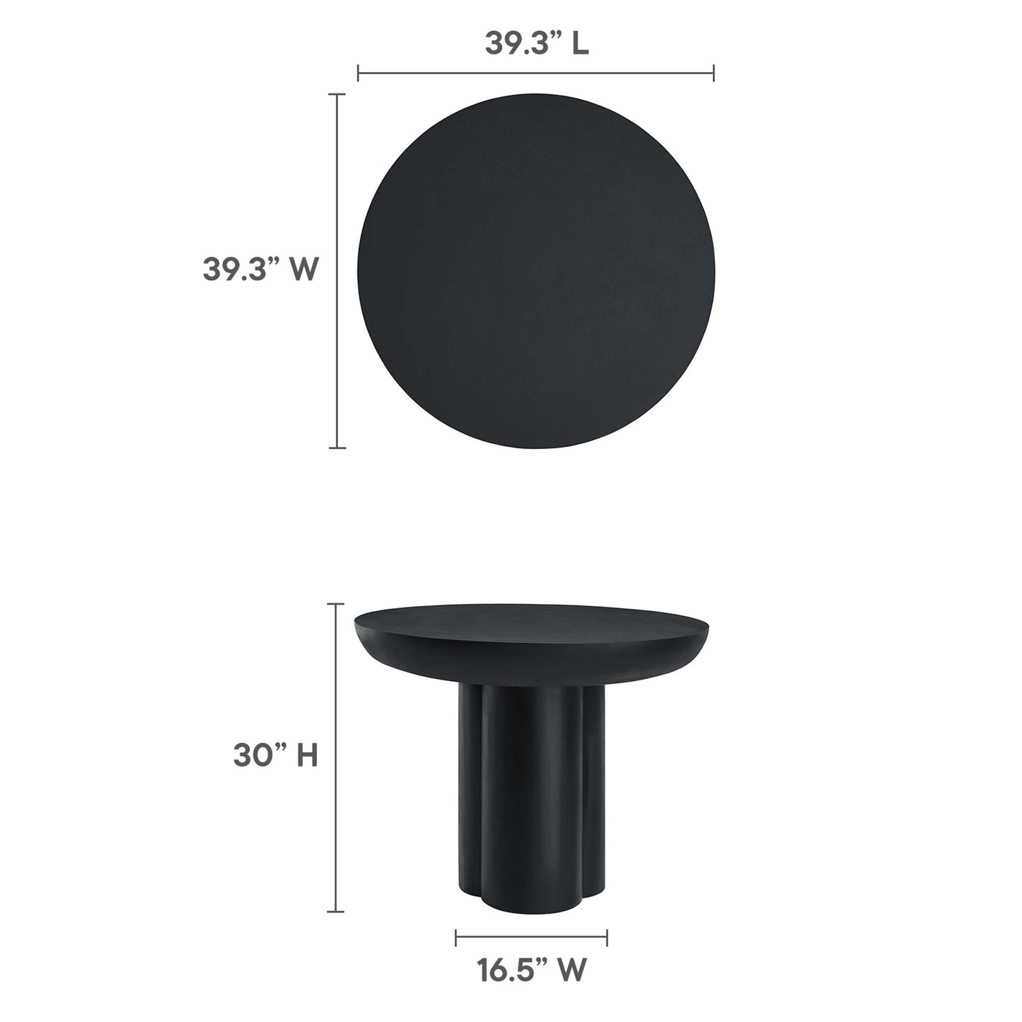 Caspian 40" Round Concrete Dining Table by Modway EEI-6762-BLK