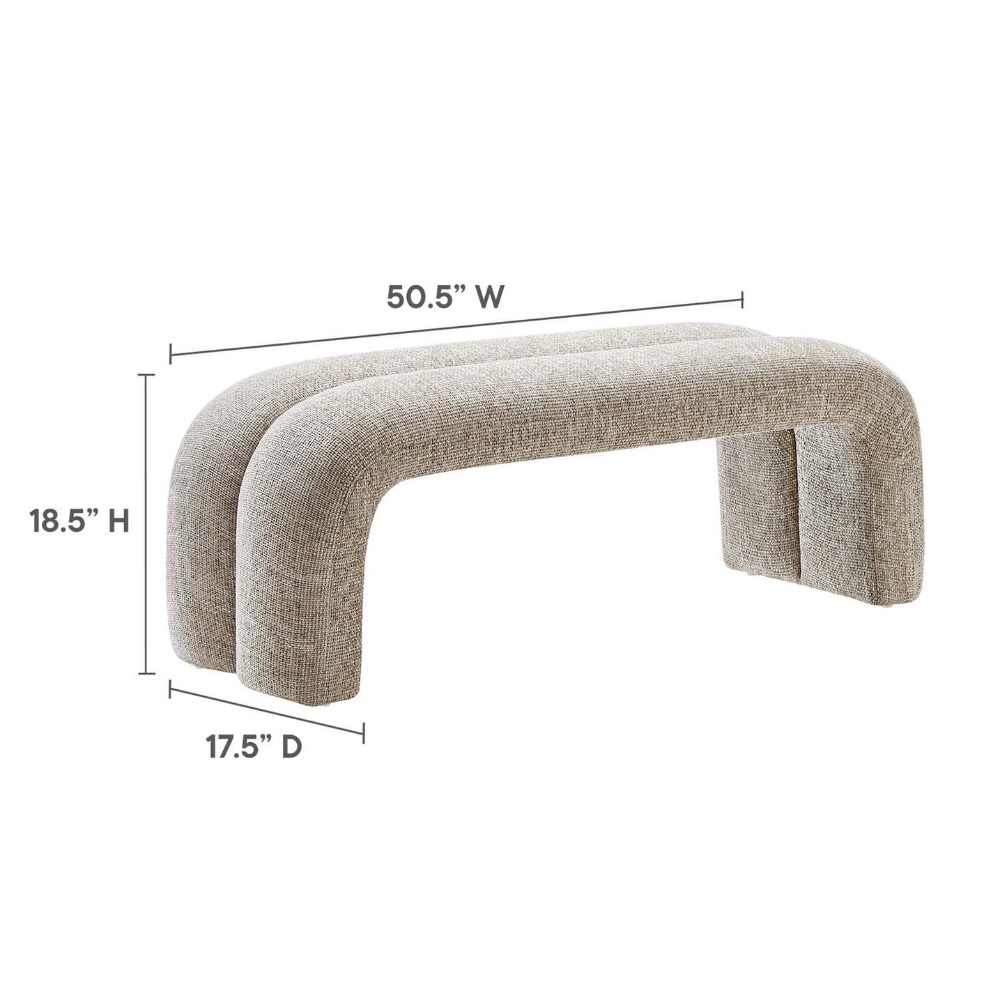 Dax 50.5" Chenille Upholstered Accent Bench by Modway EEI-6769-KHA