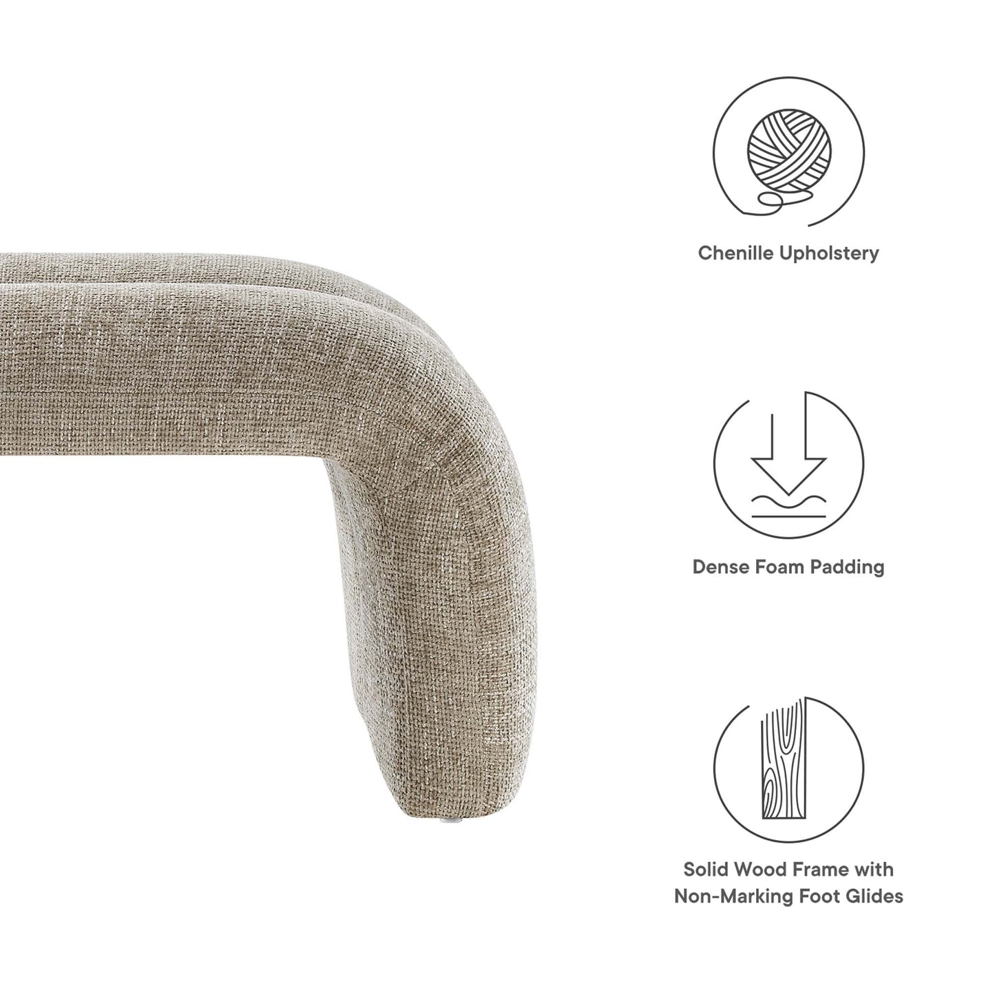 Dax 50.5" Chenille Upholstered Accent Bench by Modway EEI-6769-KHA