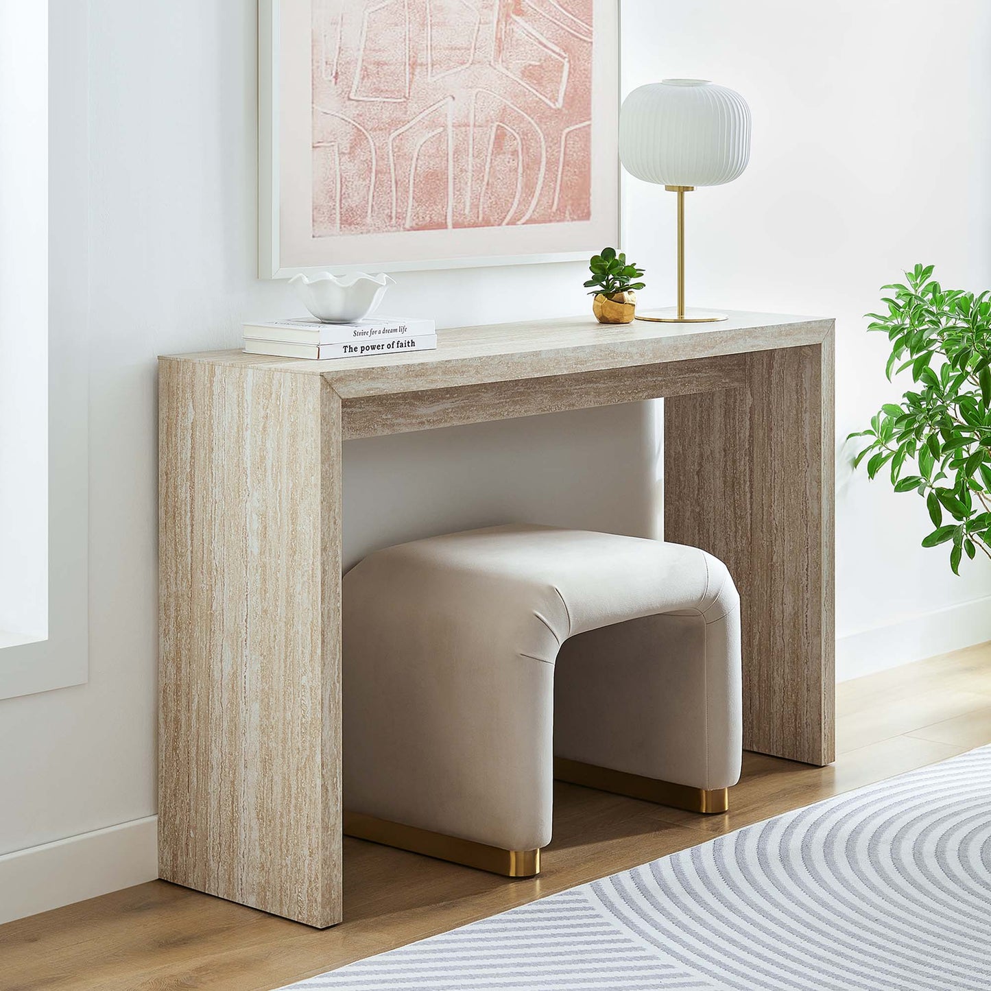 Mirella Faux Travertine Console Table by Modway EEI-6771-TRA