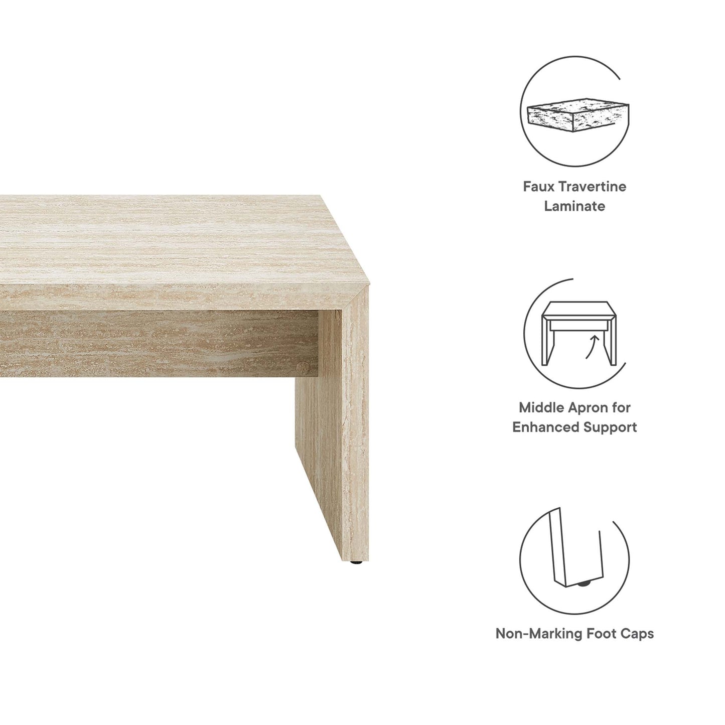 Mirella 62" Faux Travertine Long Bench by Modway EEI-6773-TRA