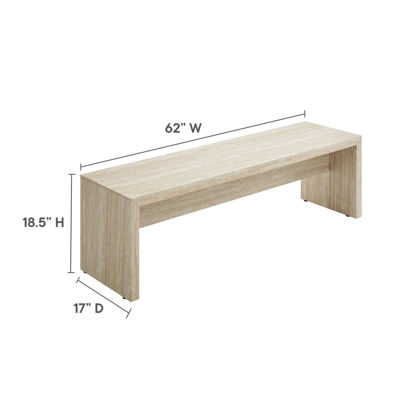 Mirella 62" Faux Travertine Long Bench by Modway EEI-6773-TRA