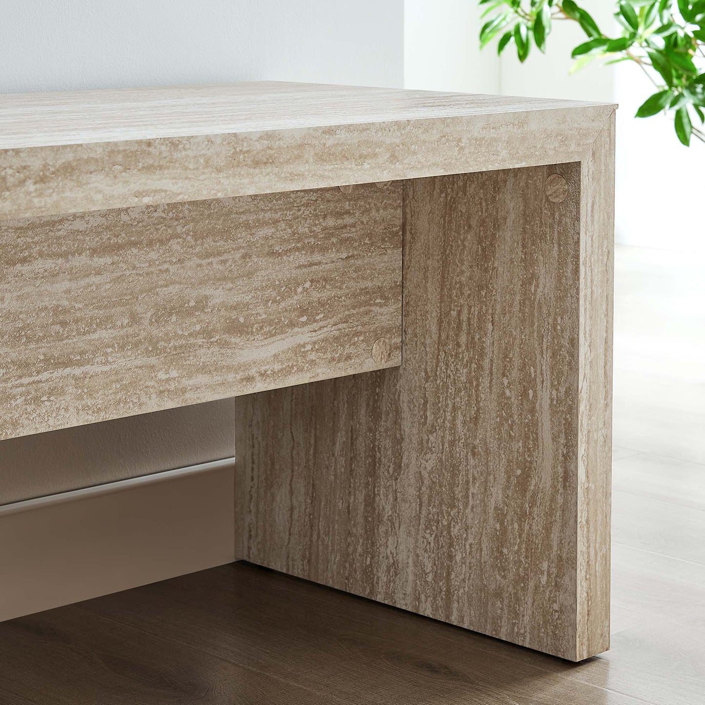 Mirella 62" Faux Travertine Long Bench by Modway EEI-6773-TRA