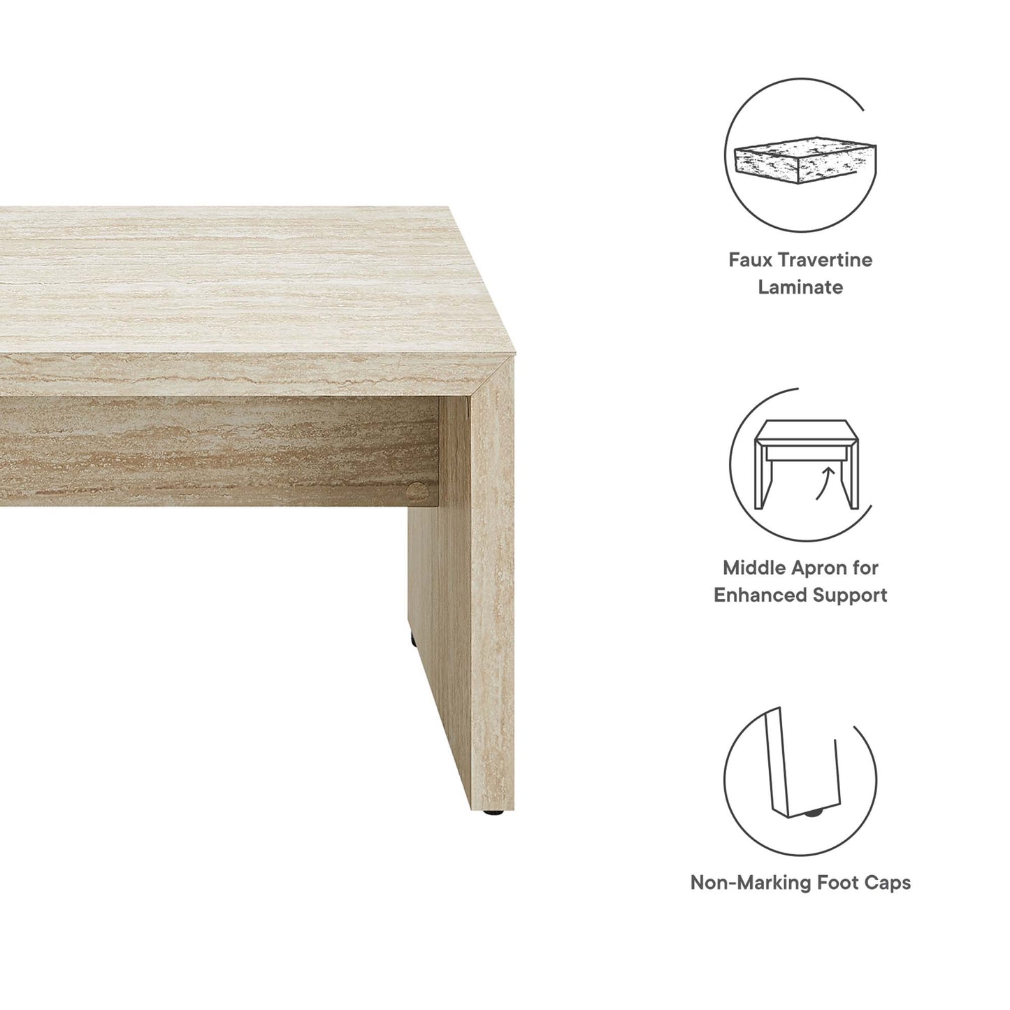 Mirella 53.5" Faux Travertine Bench by Modway EEI-6774-TRA