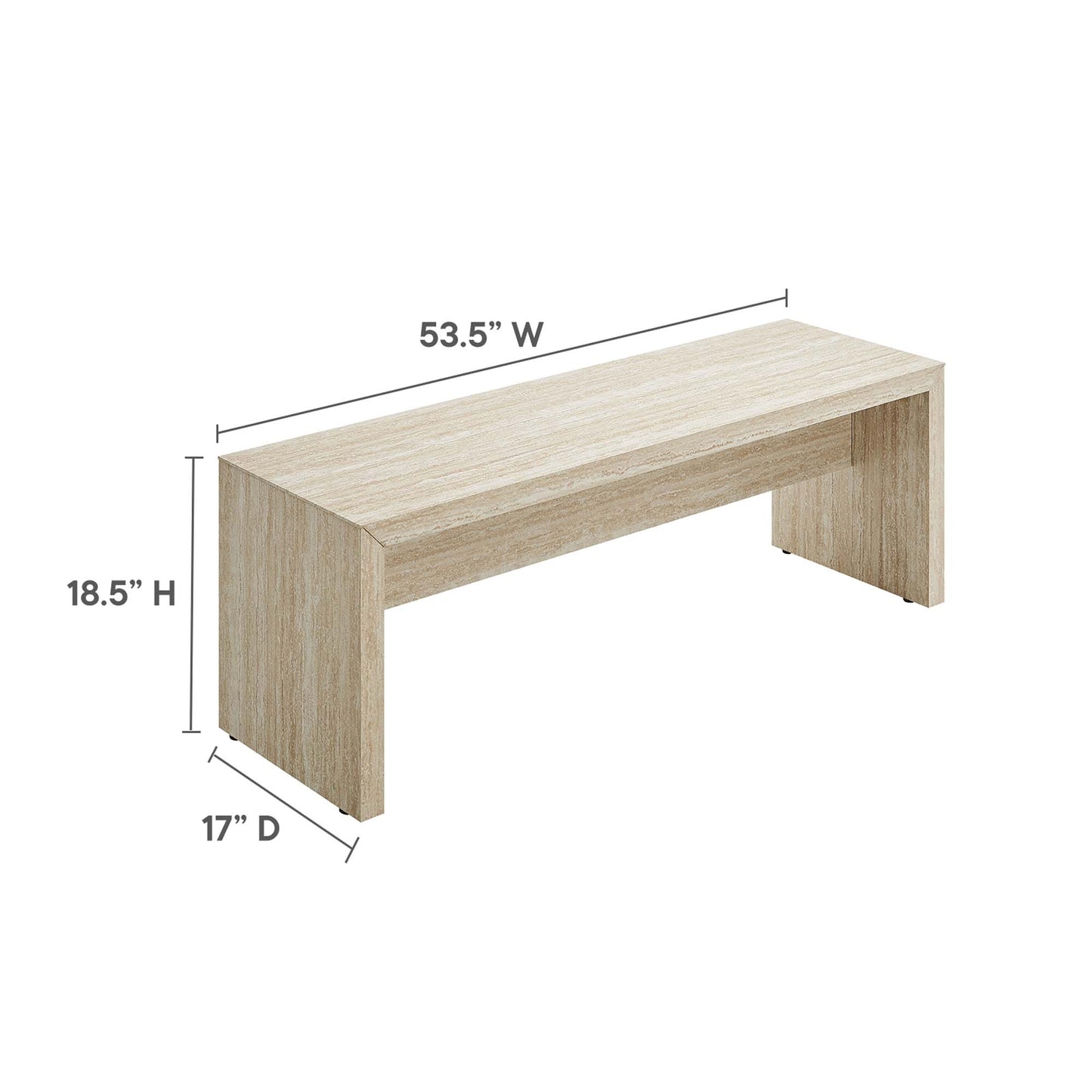 Mirella 53.5" Faux Travertine Bench by Modway EEI-6774-TRA