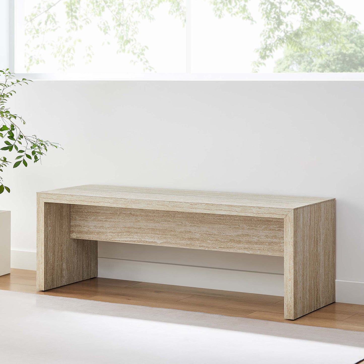 Mirella 53.5" Faux Travertine Bench by Modway EEI-6774-TRA