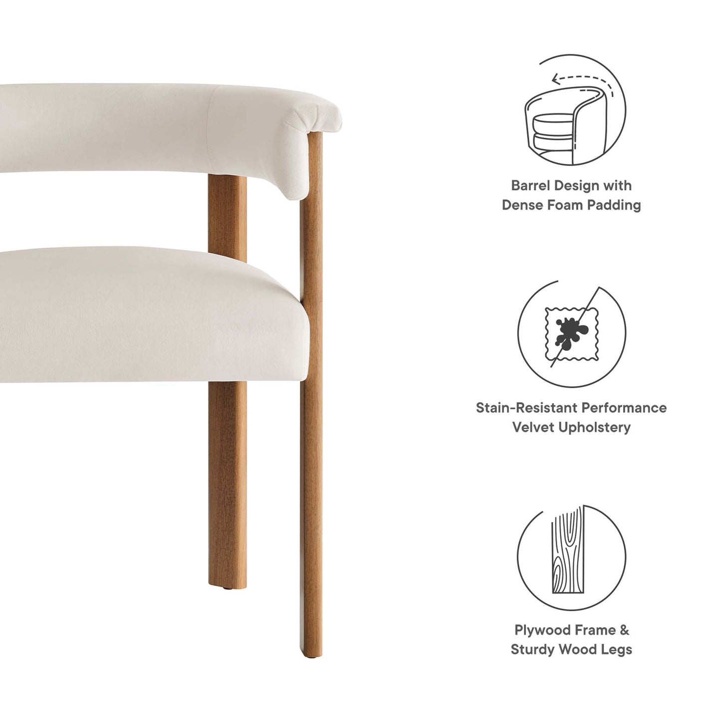 Imogen Performance Velvet Barrel Dining Chairs Set of 2 by Modway EEI-6775-ALA-DBR