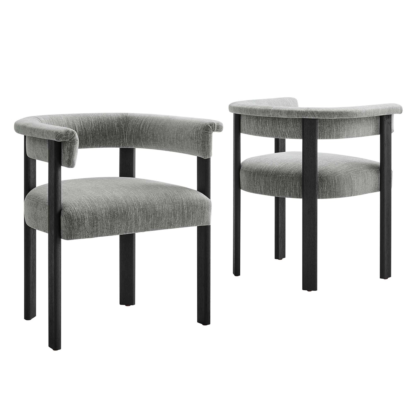 Imogen Fabric Upholstered Barrel Dining Chairs Set of 2 by Modway