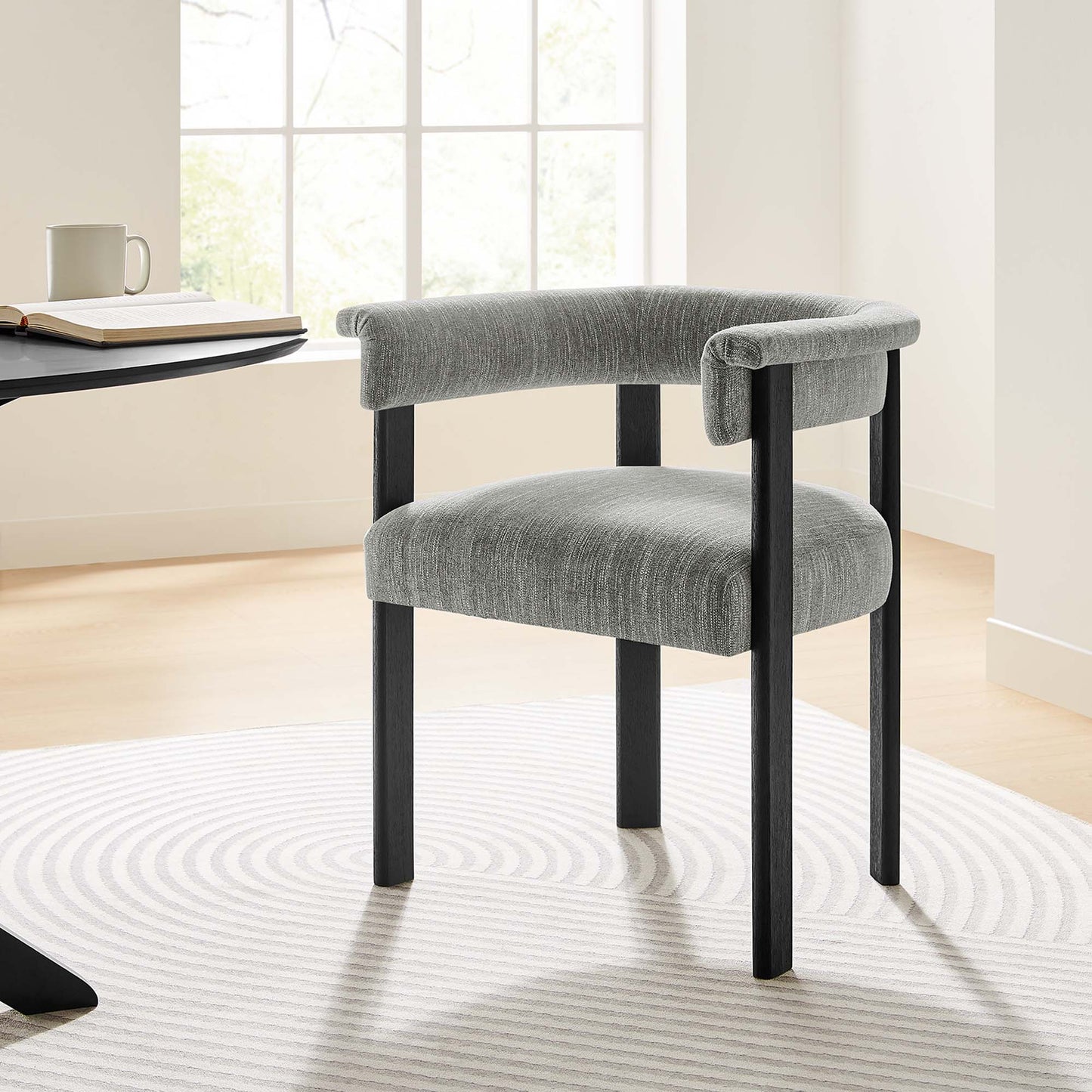 Imogen Fabric Upholstered Barrel Dining Chairs Set of 2 by Modway