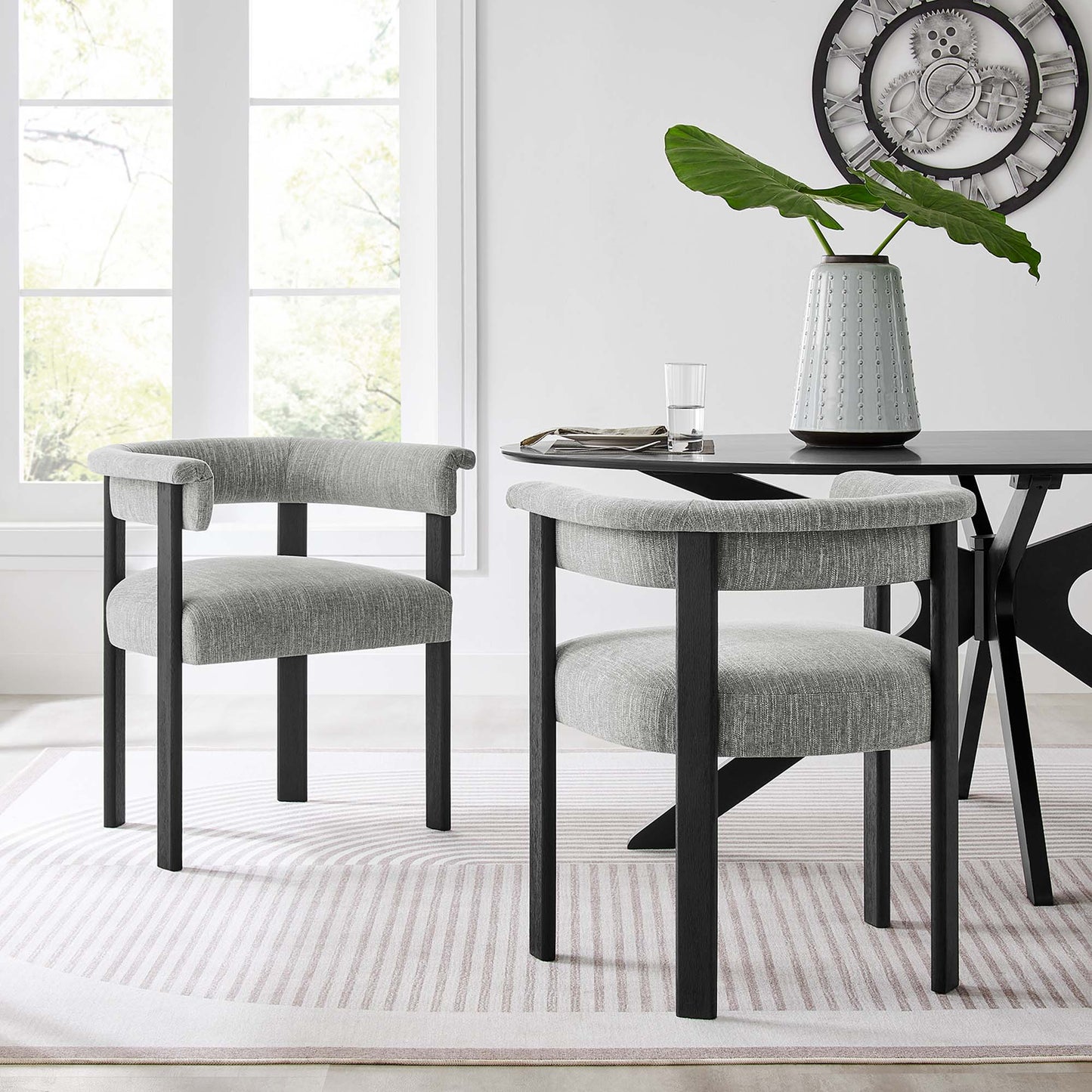 Imogen Fabric Upholstered Barrel Dining Chairs Set of 2 by Modway