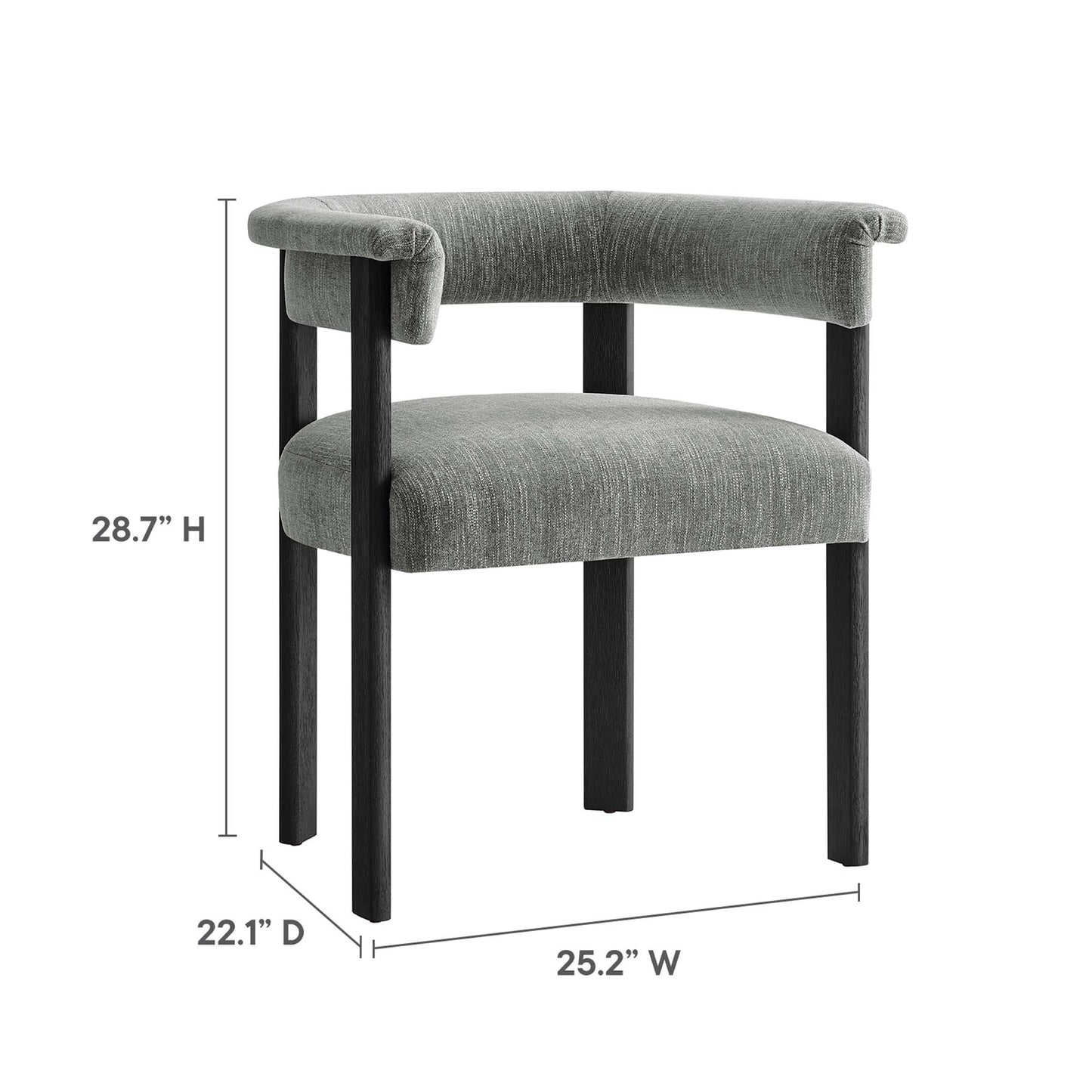 Imogen Fabric Upholstered Barrel Dining Chairs Set of 2 by Modway