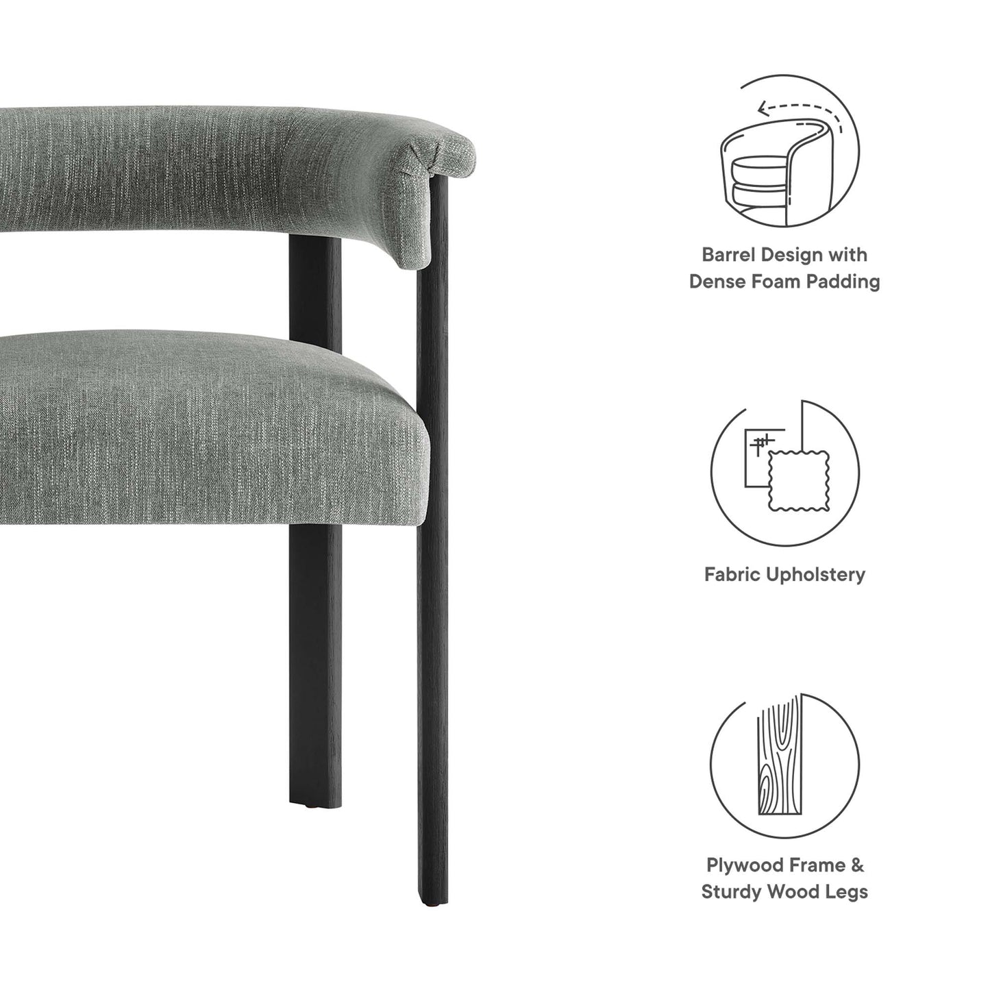 Imogen Fabric Upholstered Barrel Dining Chairs Set of 2 by Modway