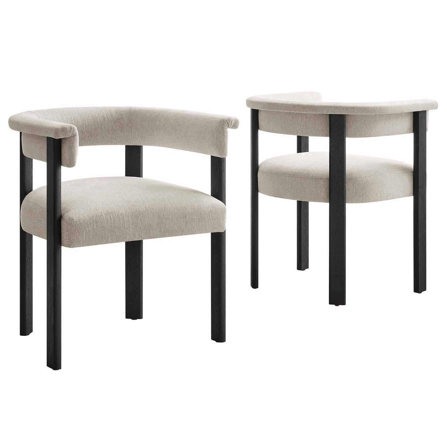 Imogen Fabric Upholstered Barrel Dining Chairs Set of 2 by Modway