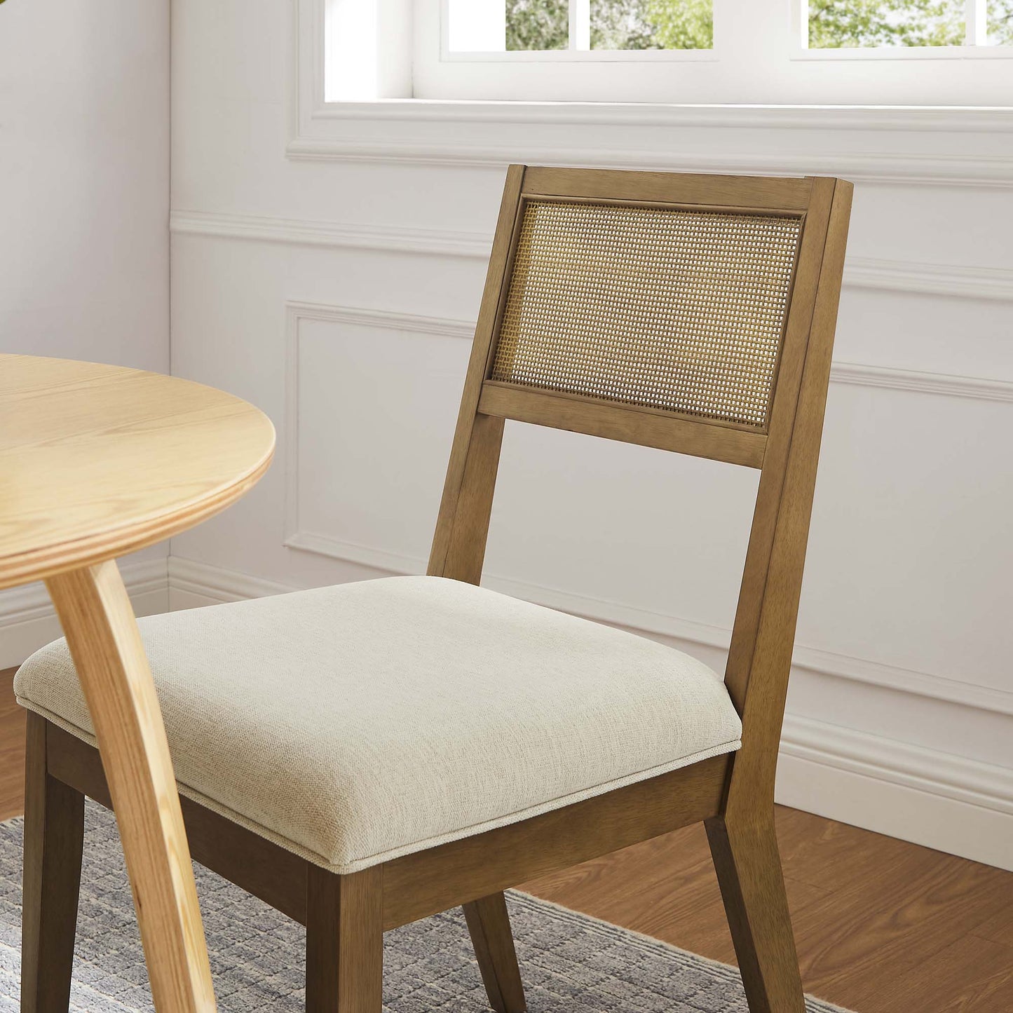 Nimba Faux Rattan Fabric Dining Chairs Set of 2