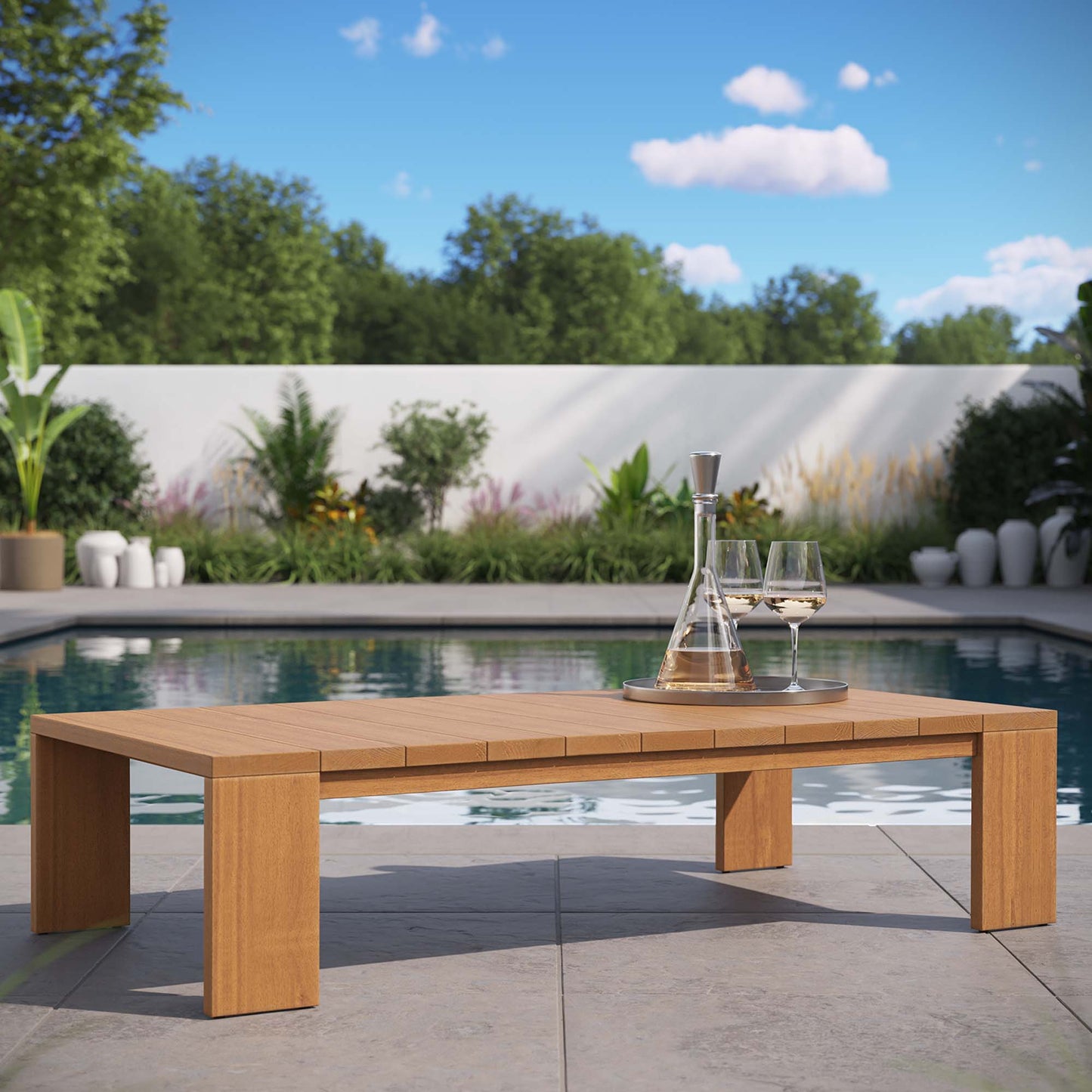 Tahoe Outdoor Patio Acacia Wood Coffee Table by Modway EEI-6786-NAT