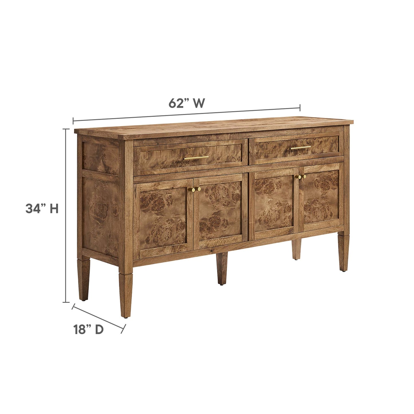 Elysian 62" Wood Sideboard by Modway EEI-6794-BRN