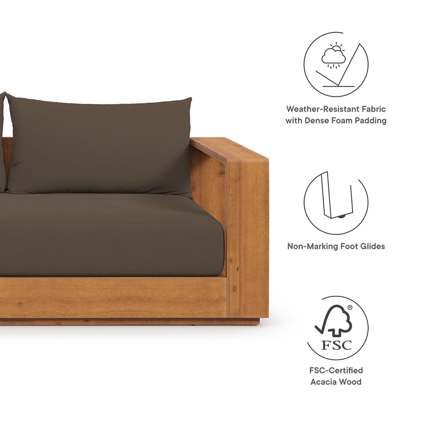Tahoe 2-Piece Outdoor Patio Acacia Wood Sofa and Coffee Table Set by Modway EEI-6799-NAT-COA