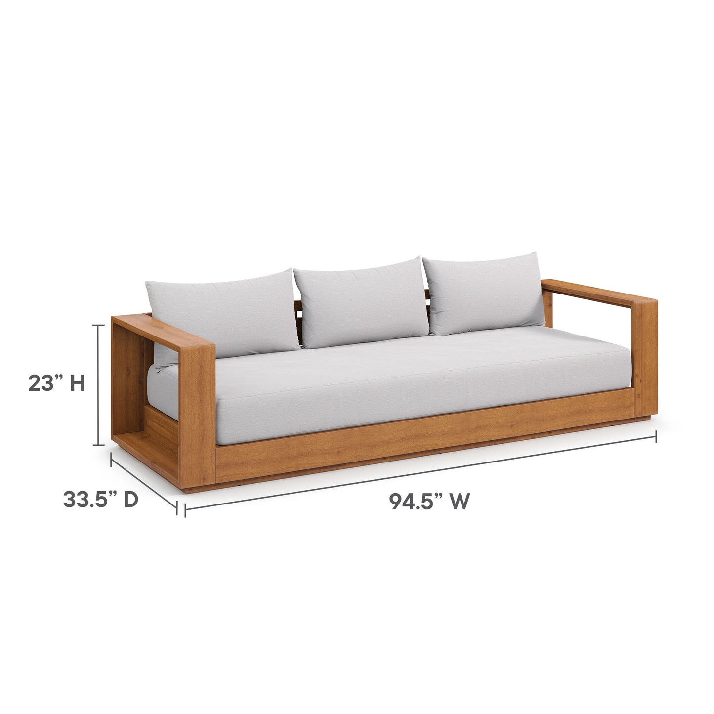 Tahoe 2-Piece Outdoor Patio Acacia Wood Sofa and Coffee Table Set by Modway EEI-6799-NAT-LGR