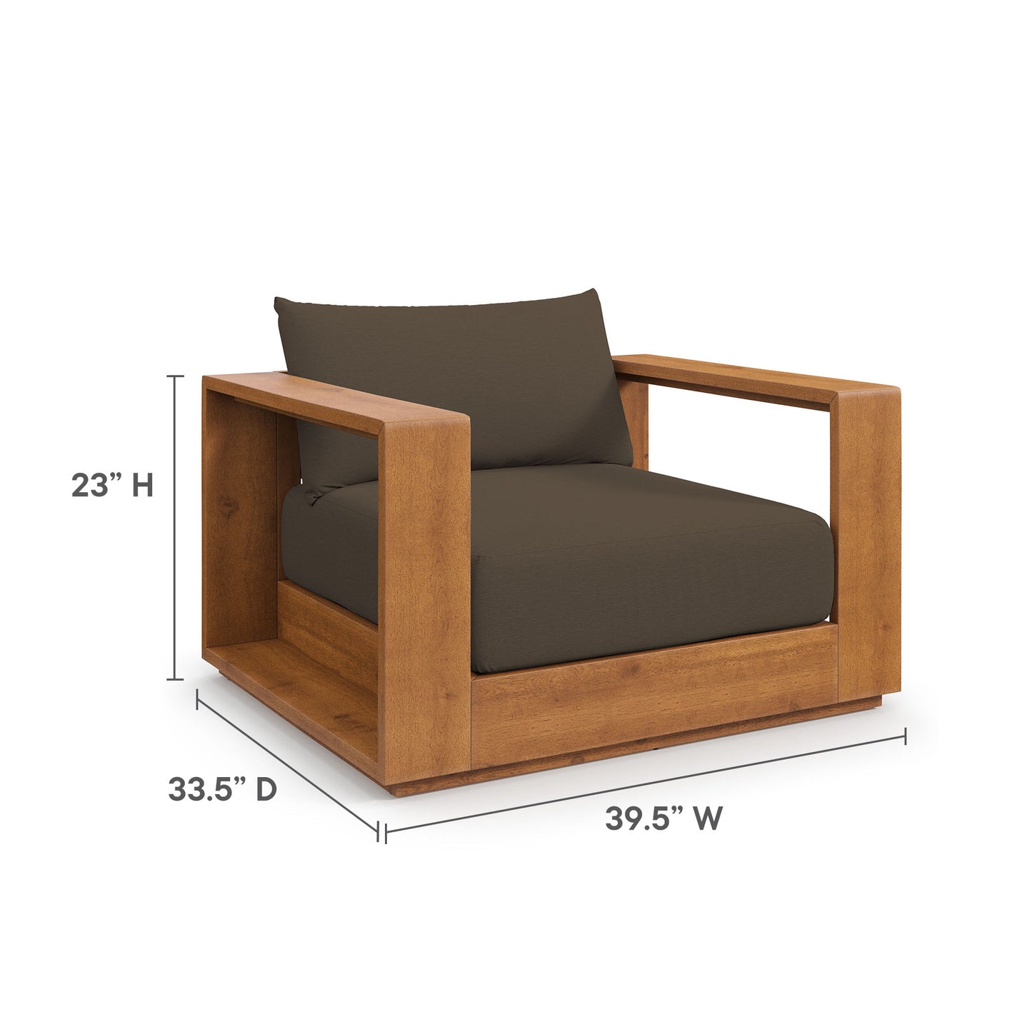Tahoe 2-Piece Outdoor Patio Acacia Wood Armchair and Ottoman Set by Modway