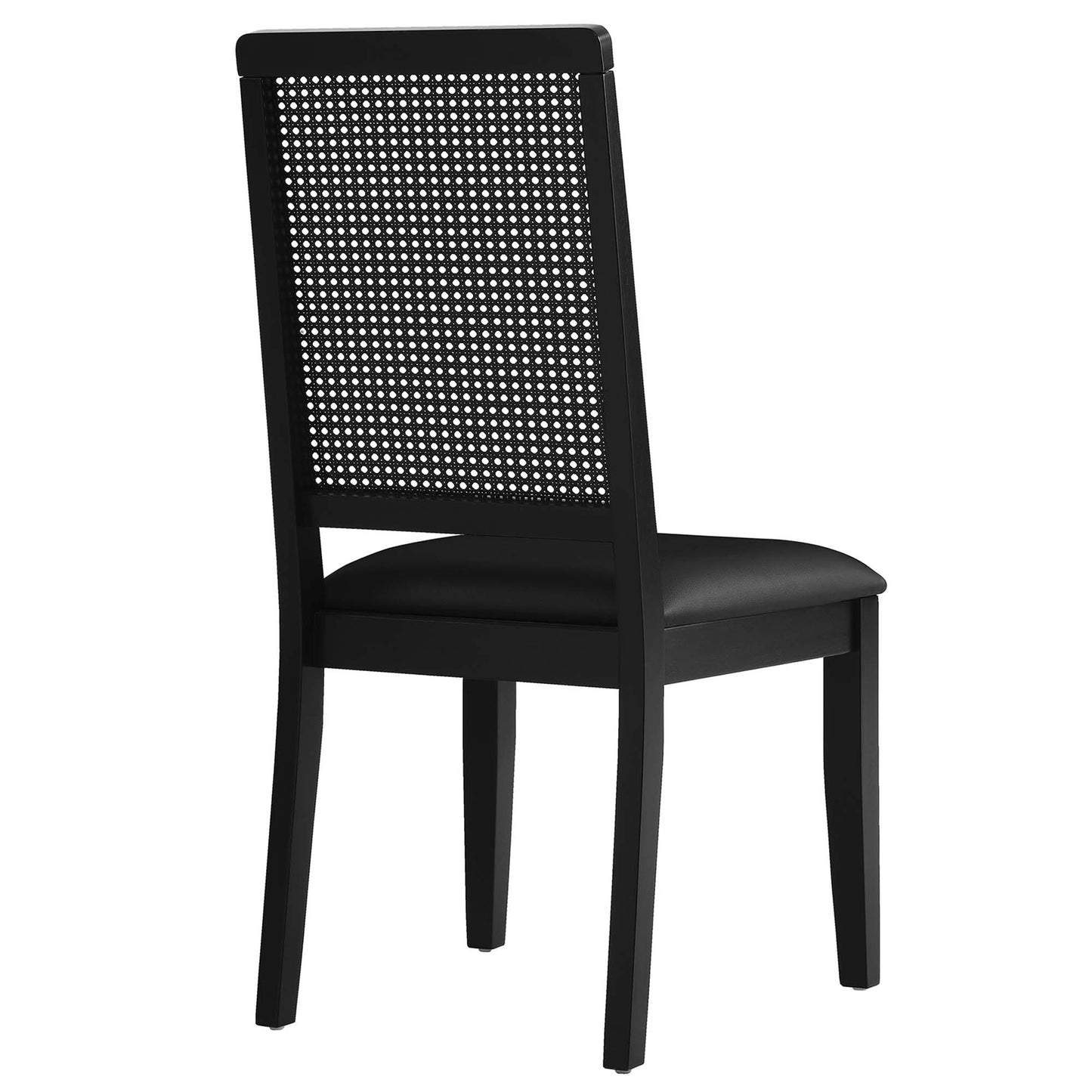 Arlo Vegan Leather Upholstered Faux Rattan and Wood Dining Side Chairs Set of 2 by Modway