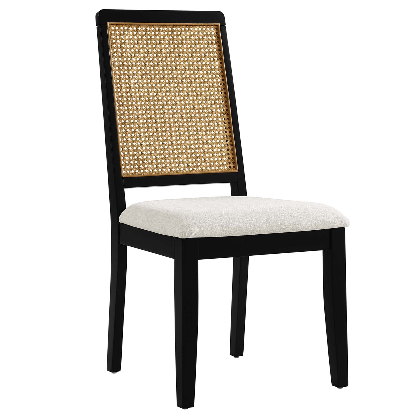 Arlo Faux Rattan and Wood Dining Side Chairs Set of 2 by Modway EEI-6803-BLK-NAT-HEI
