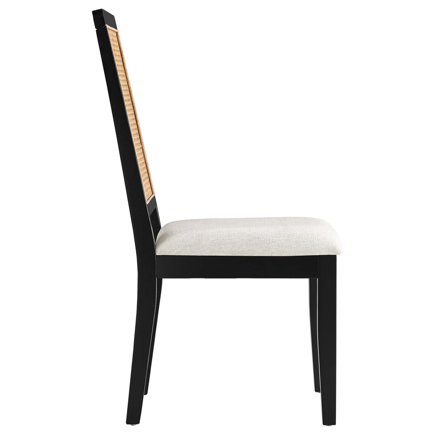 Arlo Faux Rattan and Wood Dining Side Chairs Set of 2 by Modway EEI-6803-BLK-NAT-HEI