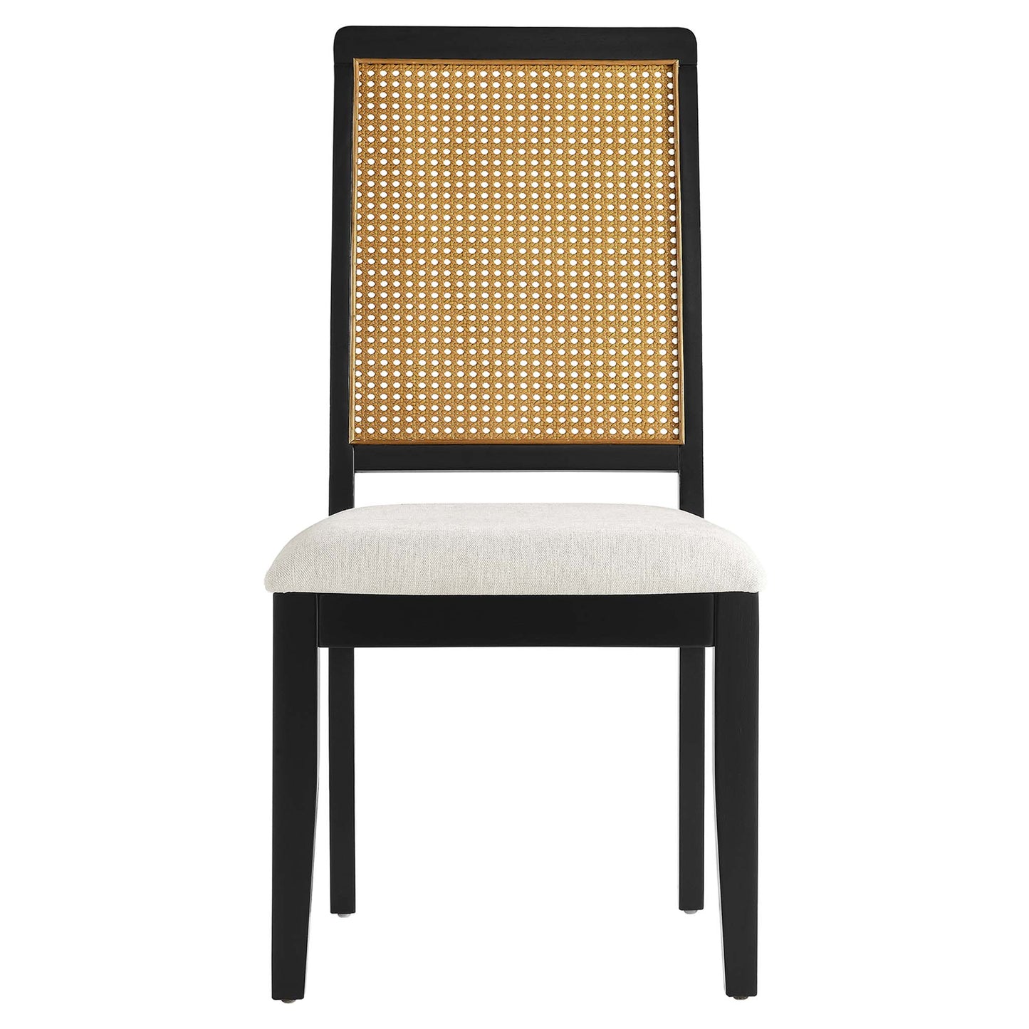 Arlo Faux Rattan and Wood Dining Side Chairs Set of 2 by Modway EEI-6803-BLK-NAT-HEI