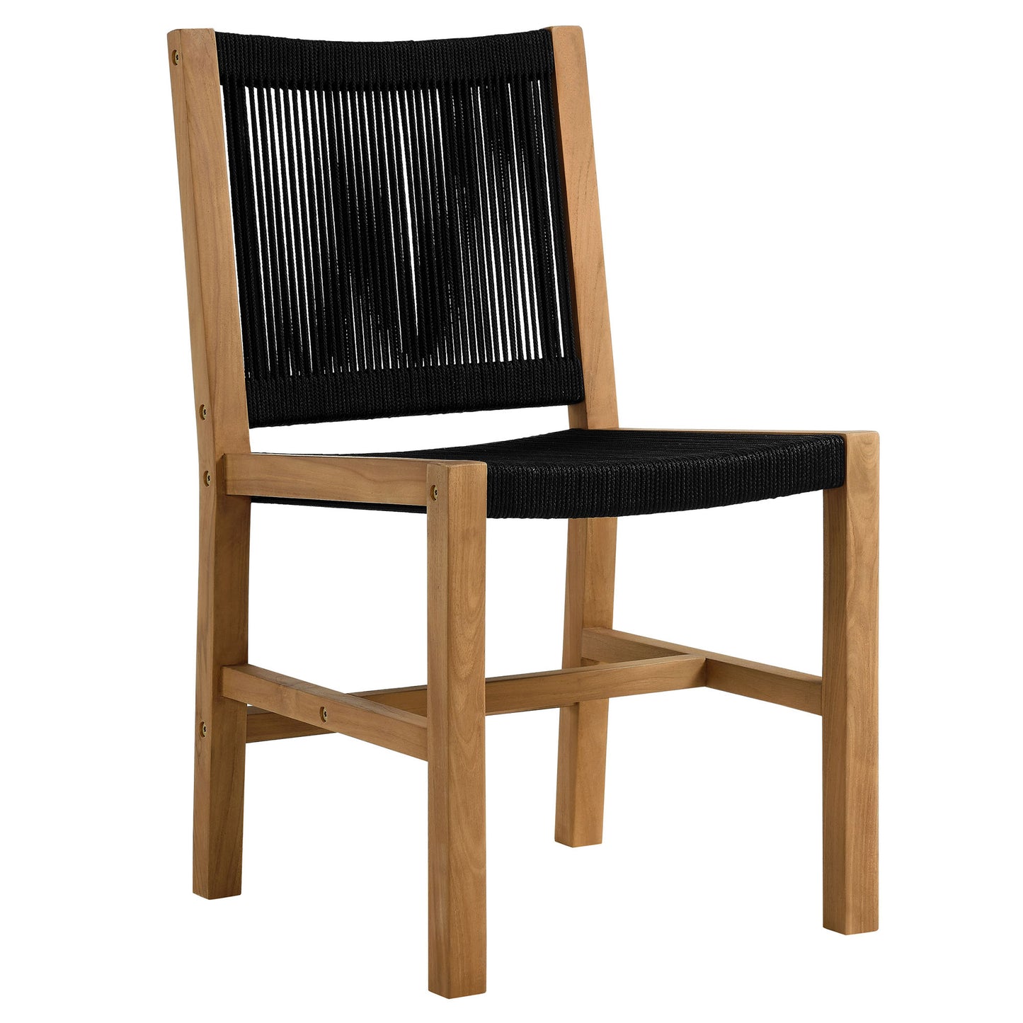 Vienna 7-Piece Outdoor Patio Teak and Rope Dining Set with Armless Chairs by Modway EEI-6927-NAT-BLK
