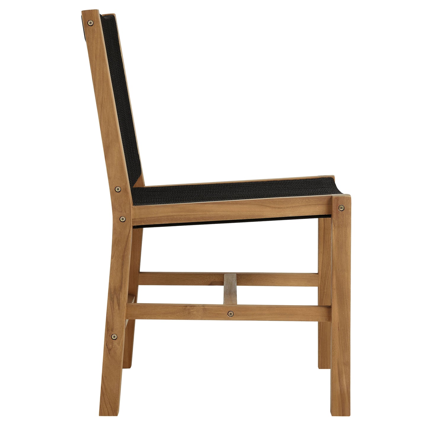 Vienna 7-Piece Outdoor Patio Teak and Rope Dining Set with Armless Chairs by Modway EEI-6927-NAT-BLK