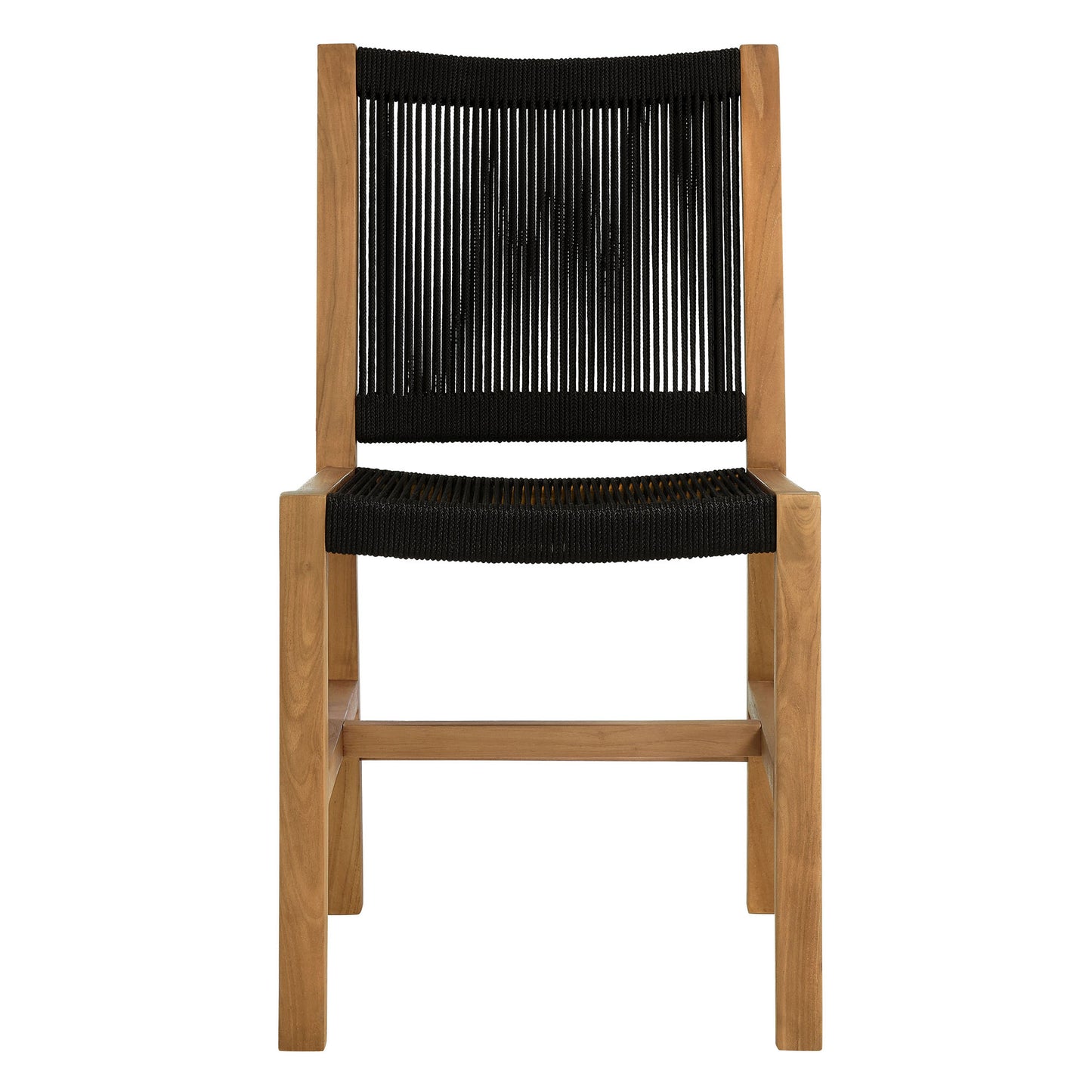 Vienna 7-Piece Outdoor Patio Teak and Rope Dining Set with Armless Chairs by Modway EEI-6927-NAT-BLK