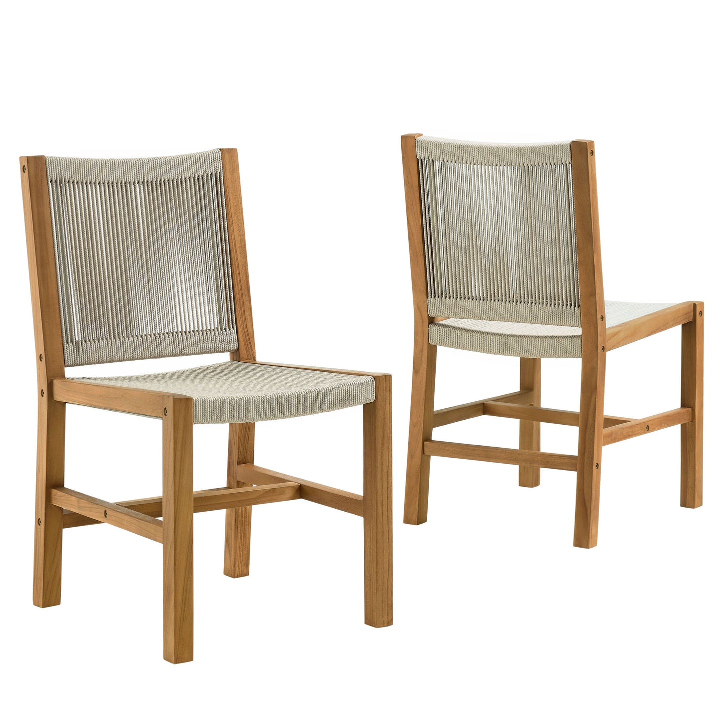 Vienna Outdoor Patio Teak and Rope Dining Chairs Set of 2 by Modway