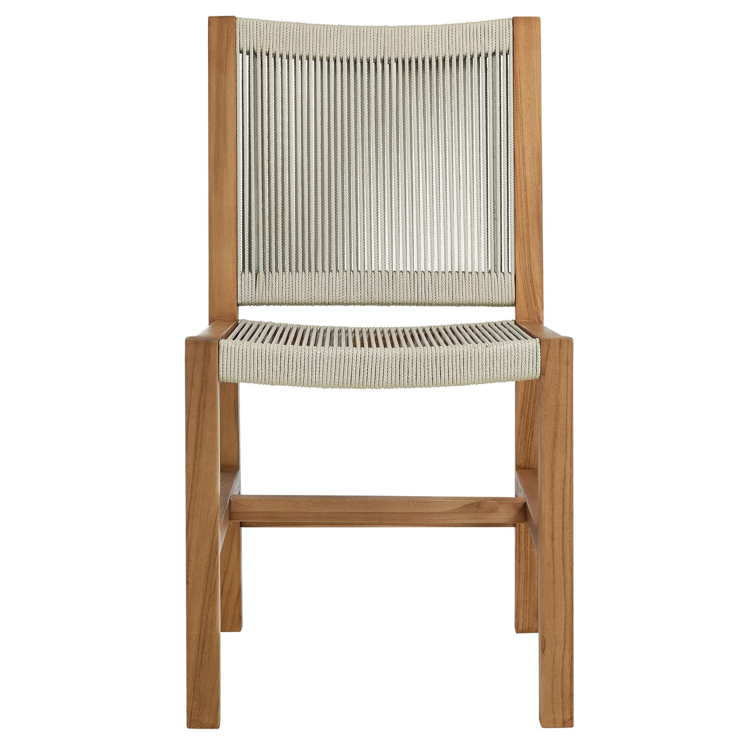 Vienna 5-Piece Outdoor Patio Teak and Rope Dining Set with Armless Chairs by Modway EEI-6934-NAT-NAT