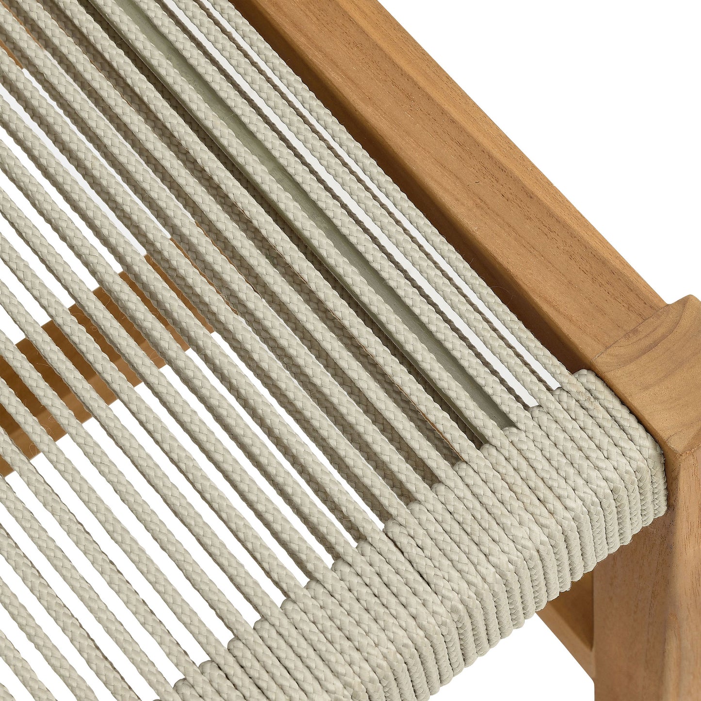 Vienna Outdoor Patio Teak and Rope Dining Chairs Set of 2 by Modway