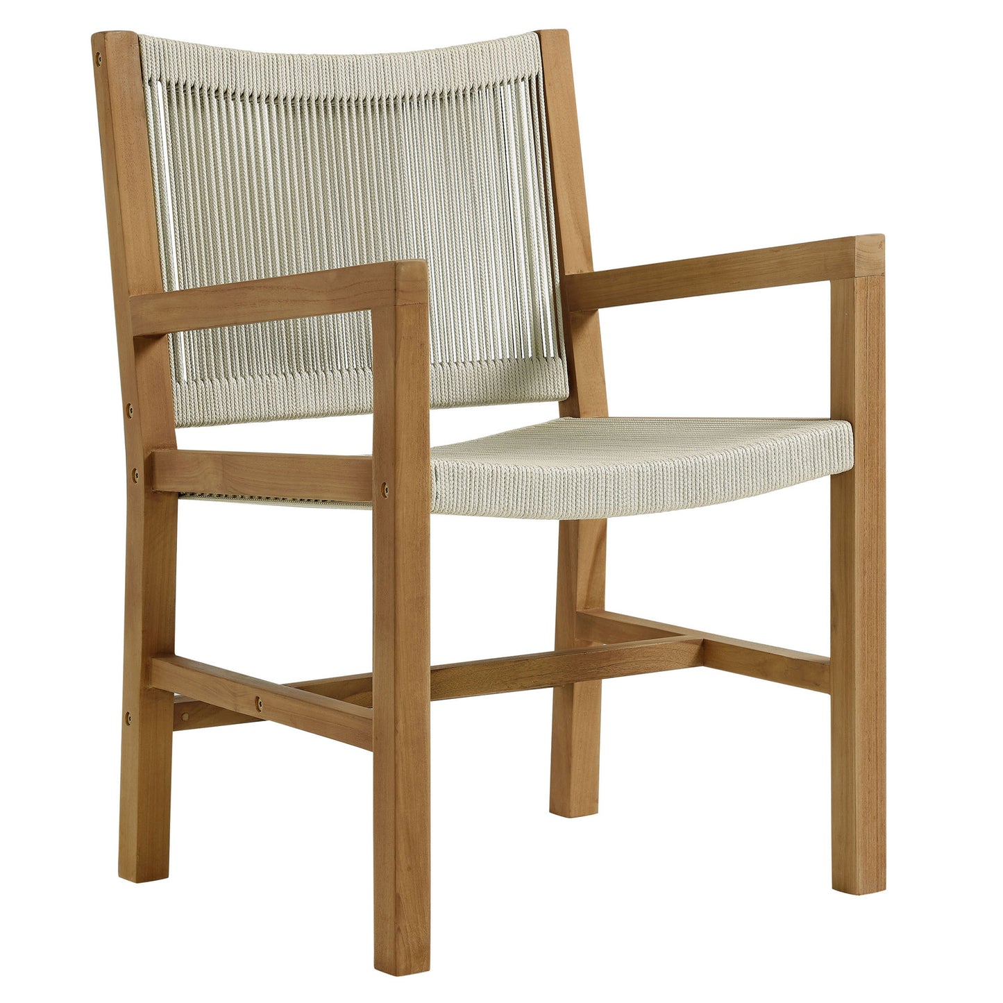Vienna 5-Piece Outdoor Patio Teak and Rope Dining Set with Armchairs by Modway EEI-6935-NAT-NAT