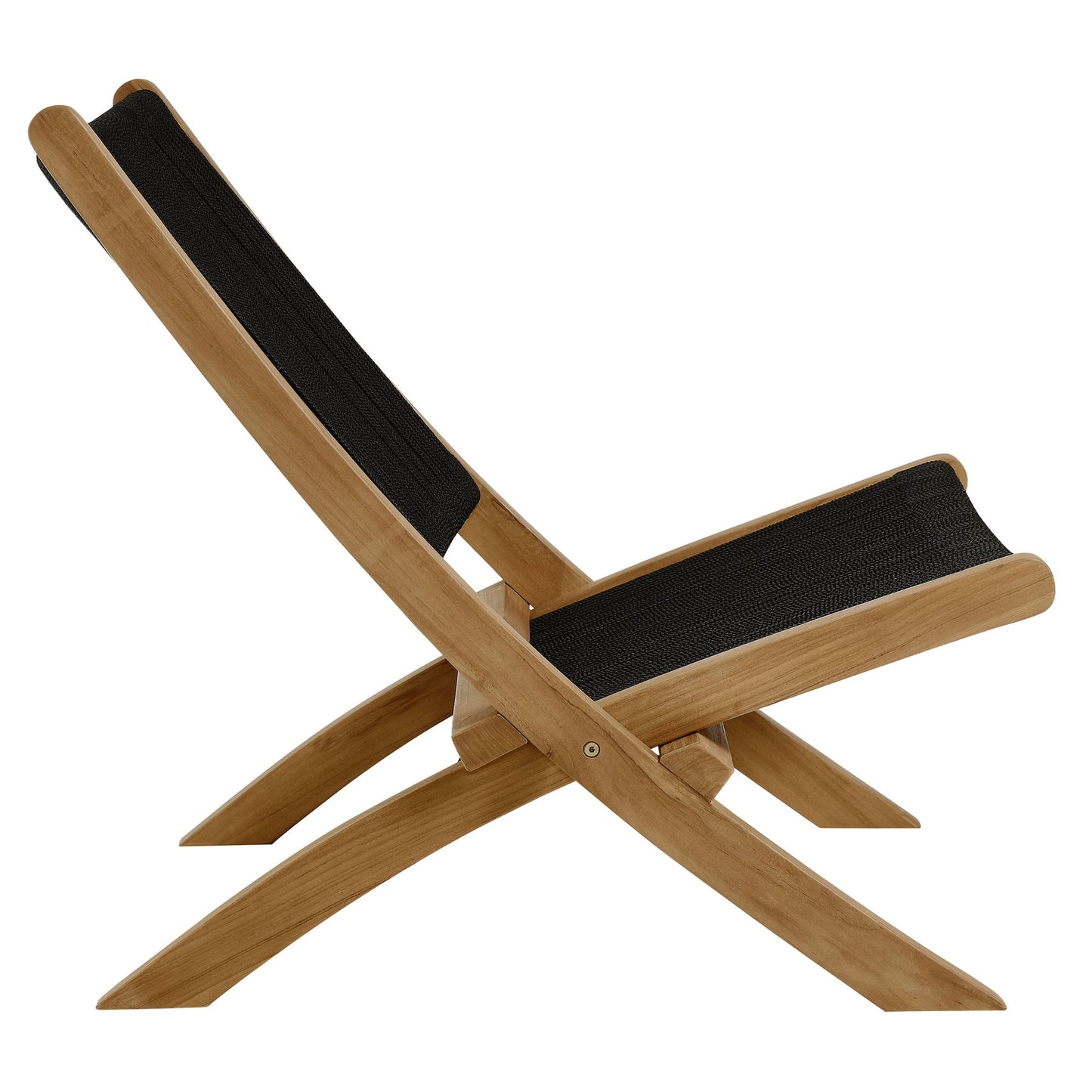 Vienna 3-Piece Outdoor Patio Teak and Rope Folding Lounge Chairs and Side Table by Modway EEI-6937-NAT-BLK