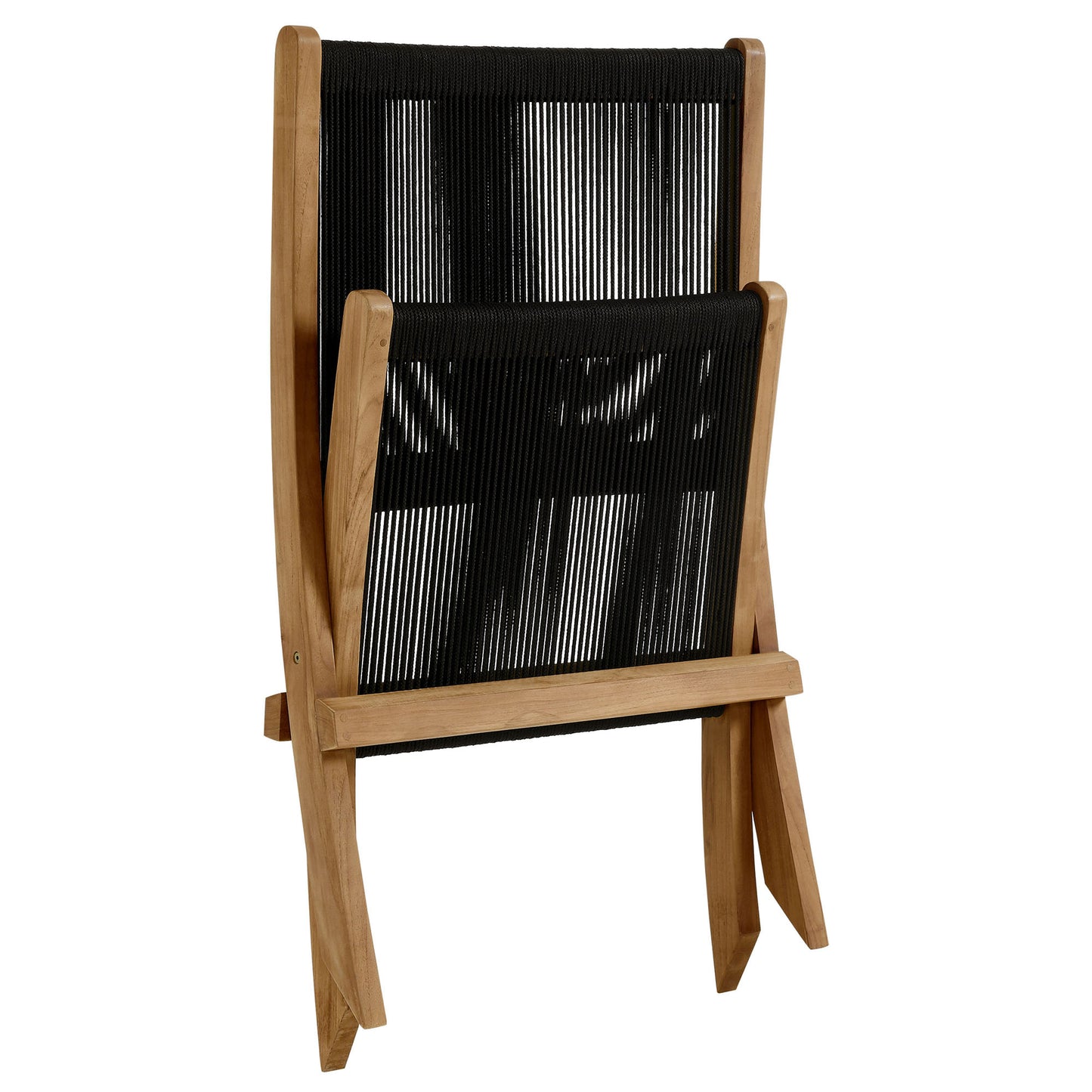 Vienna Outdoor Patio Teak and Rope Folding Accent Lounge Chair by Modway EEI-6808-NAT-BLK